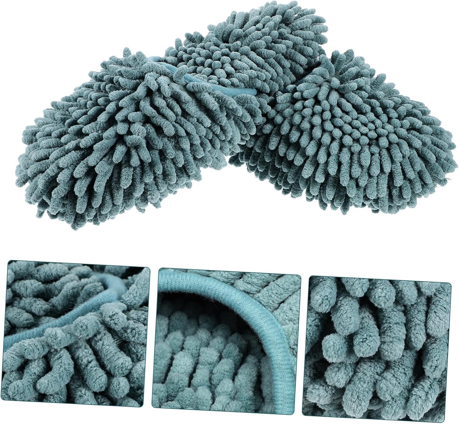 1 Pair Fluffy Mop Slippers for Women Reusable Skid-Resistant Cleaning Shoes