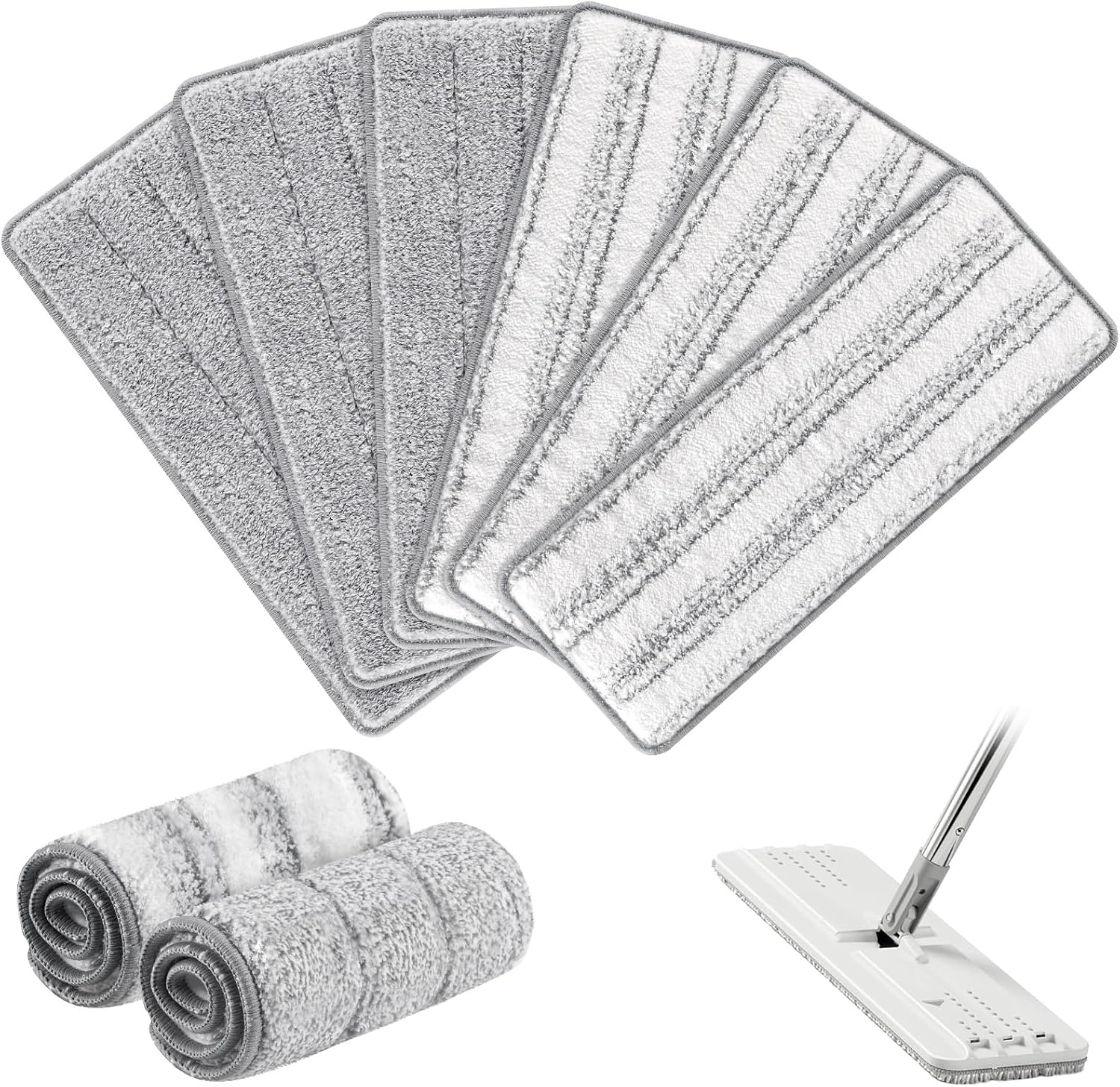 Zeekech Flat Mop Head Replacement Pads 13 X 49 Grey Stripe