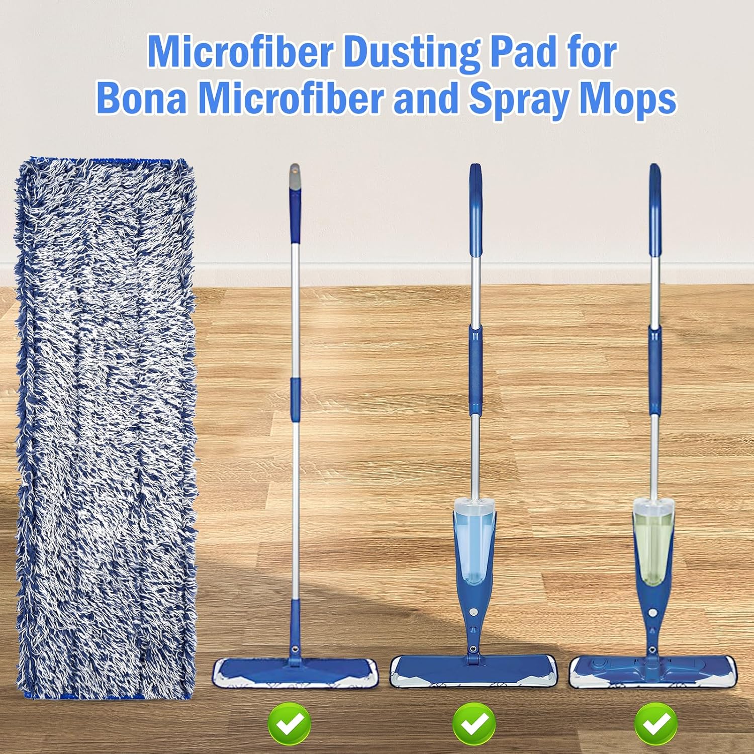 ZIONYA 4 Pack Microfiber Dust Pads for Bona Mops