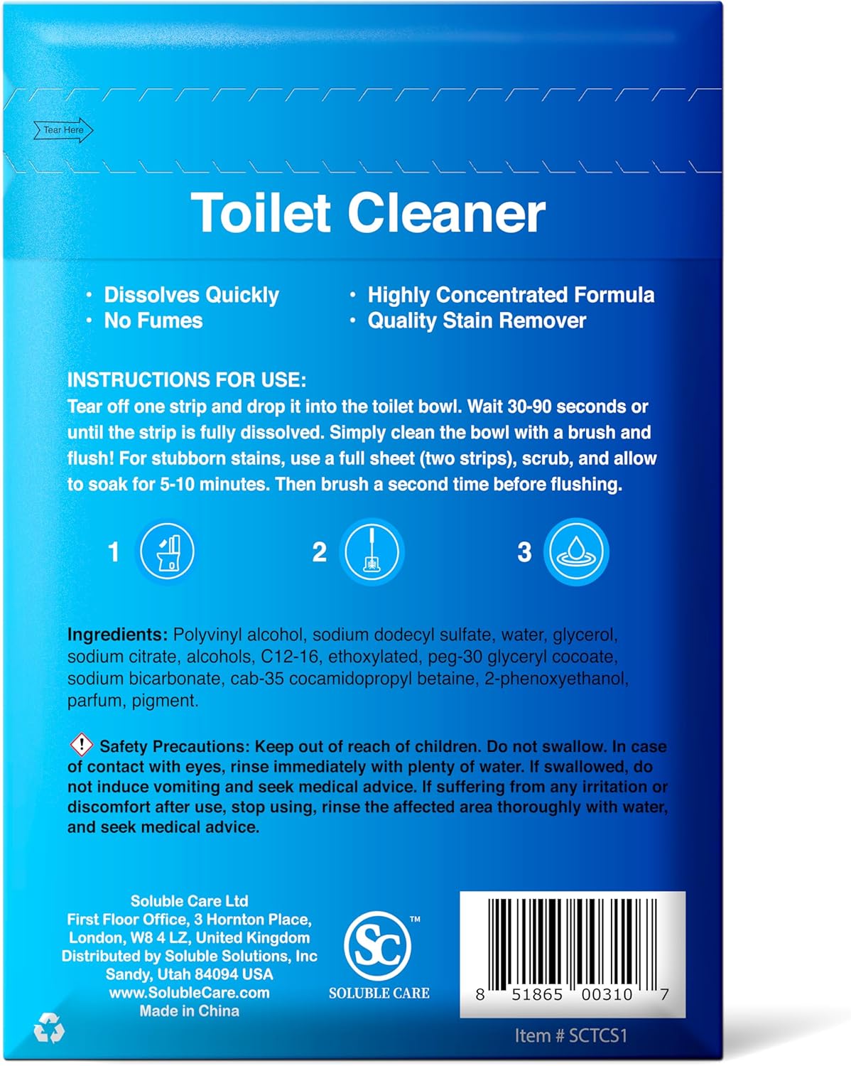 Dissolvable Toilet Bowl Cleaner Sheets - 40 Sheets Pine Scent
