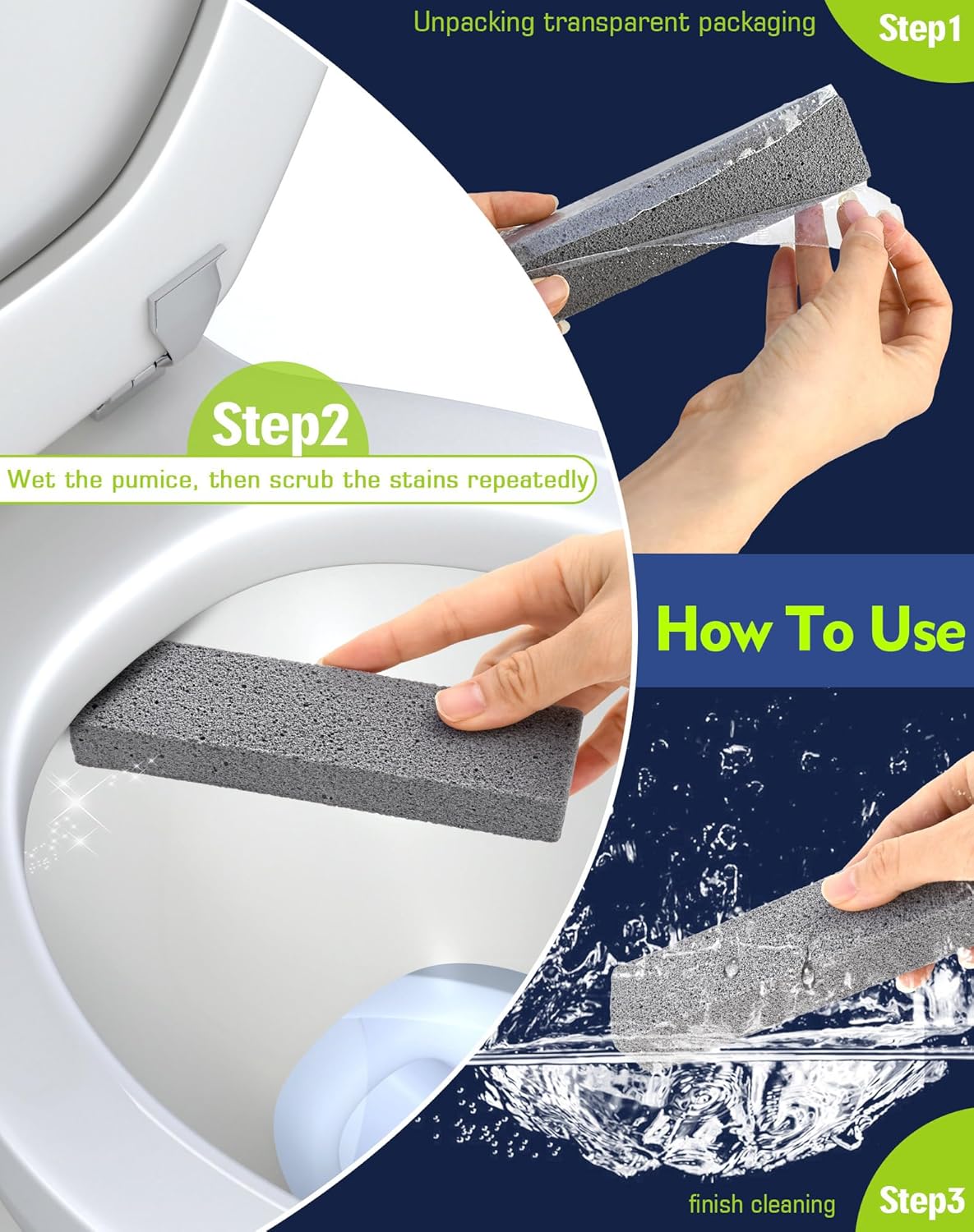 MARYTON Pumice Stick for Toilet and Bathroom Cleaning 8 Count