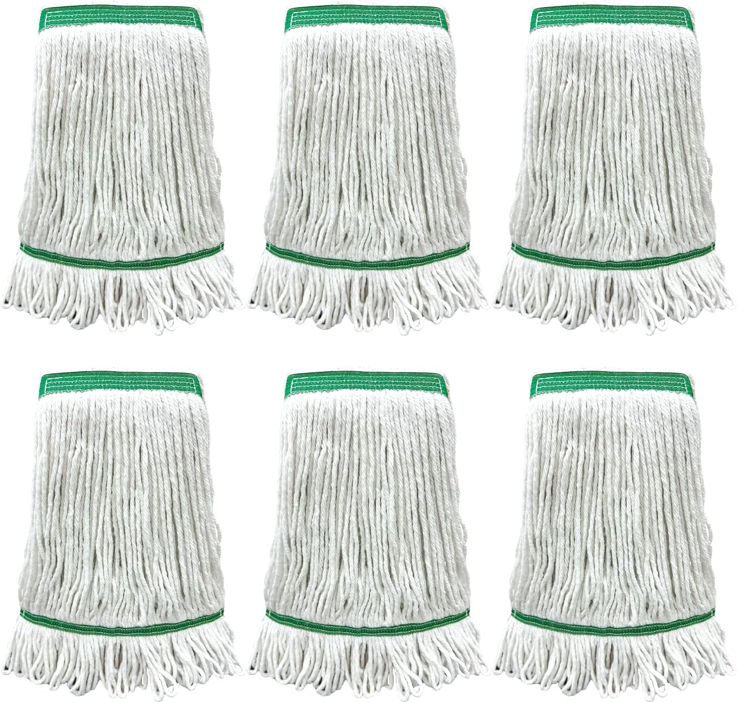 6 Pack Heavy Duty Mop Heads with Looped Ends