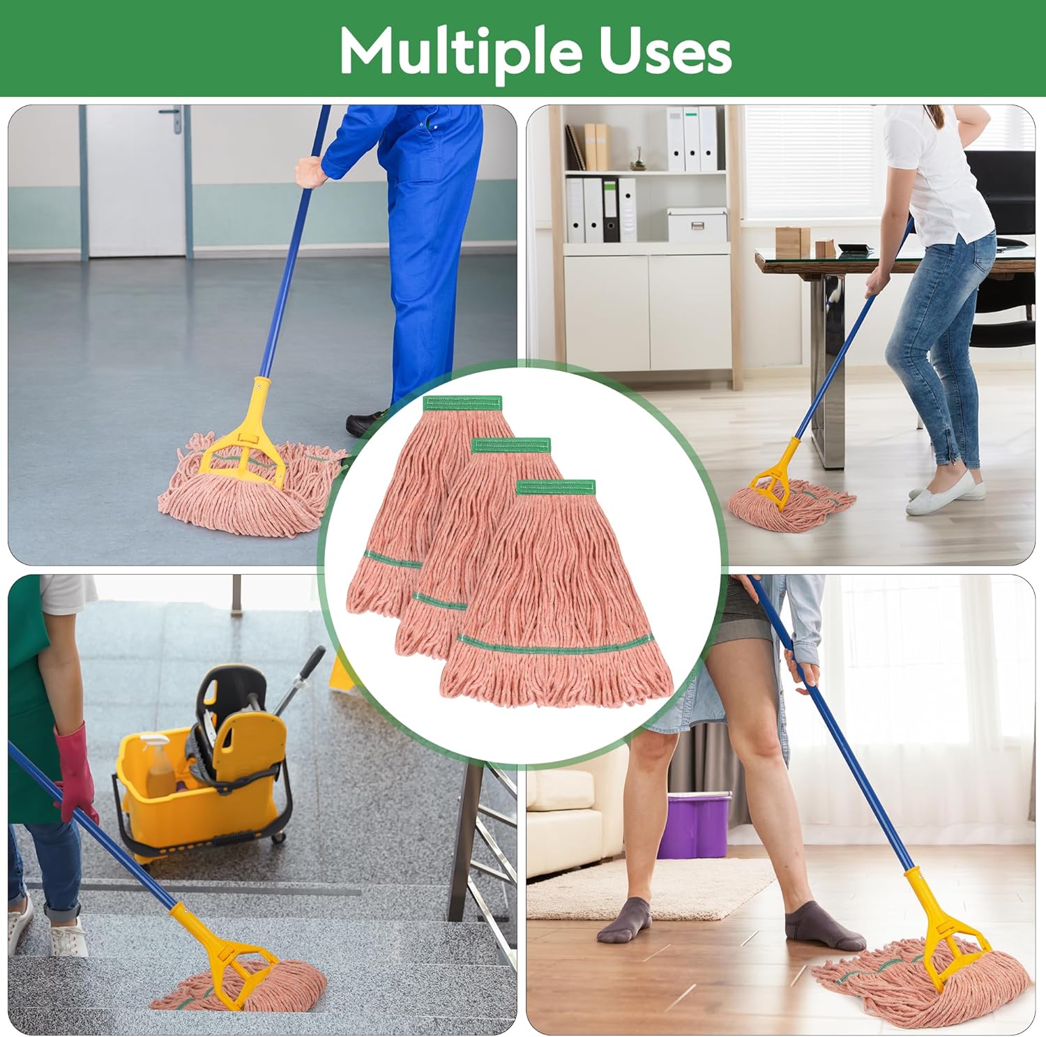 L Luke Supply Heavy Duty Mop Heads Pack of 3