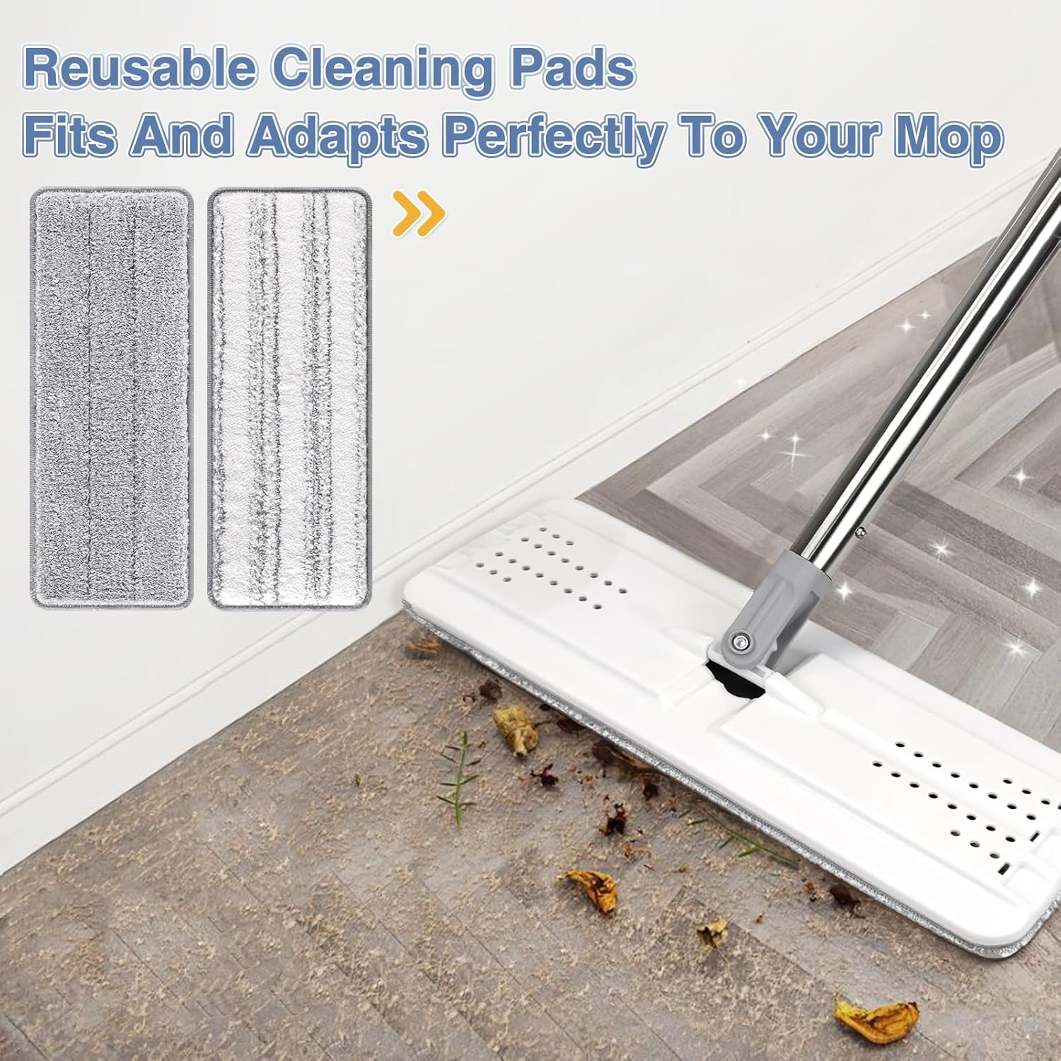 Zeekech Flat Mop Head Replacement Pads 13 X 49 Grey Stripe