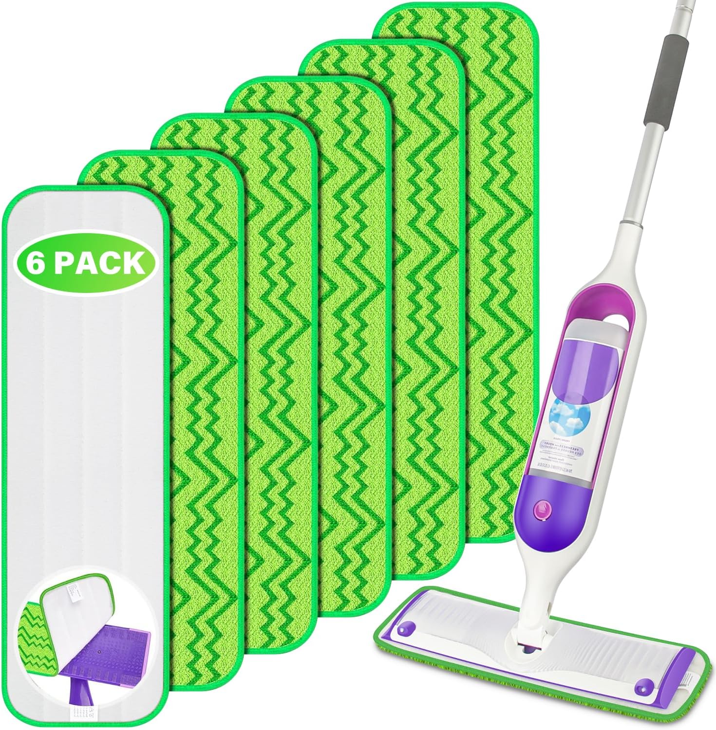 ENSPOWAY Reusable Mop Pads - 6 Pack for Swiffer PowerMop 13 14 15