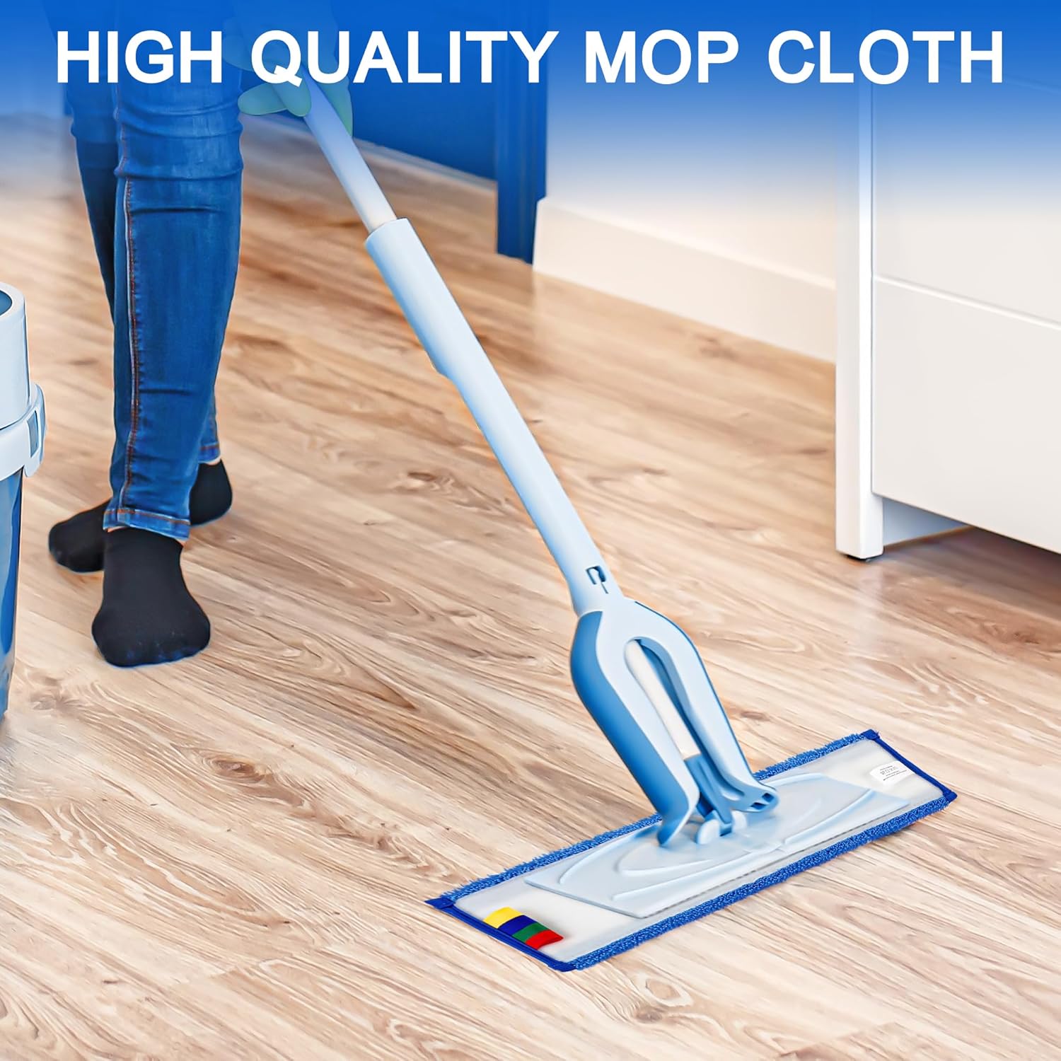 iDeaology 18in Microfiber Mop Pad Replacement - 15 Pack Heavy Duty Reusable