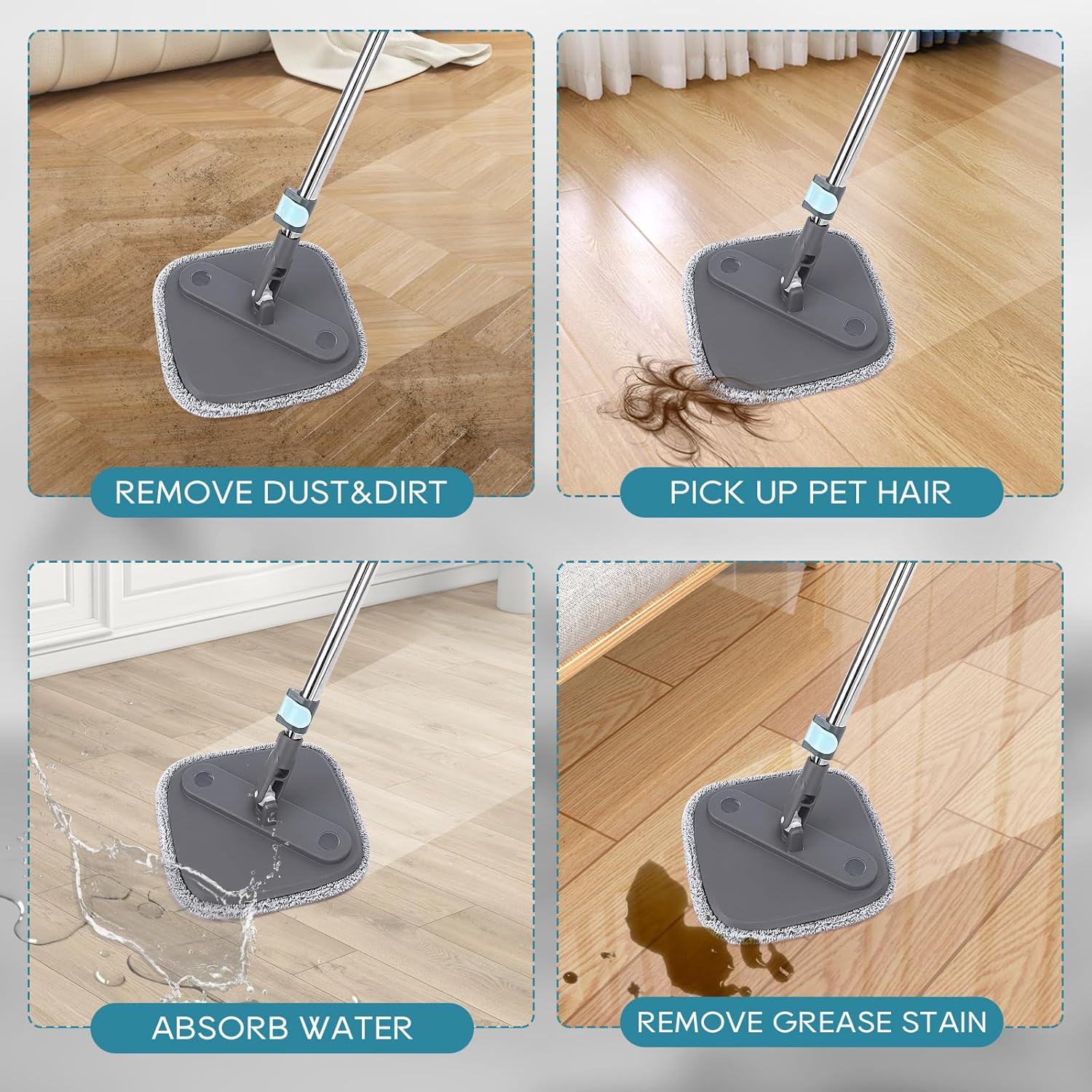 Yicotira Square Microfiber Mop Pads - 6 Pack for True Spin Mop