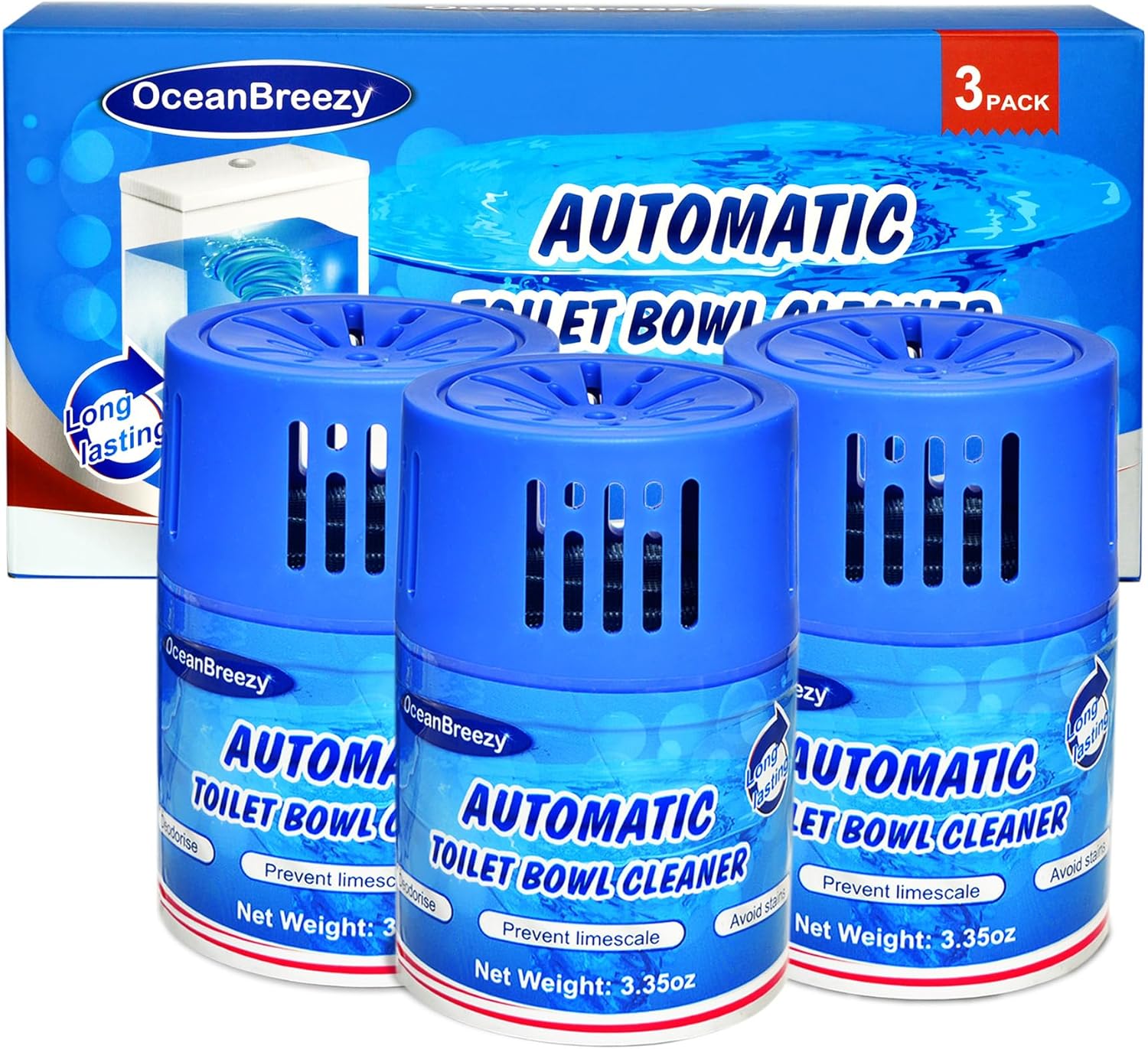 OceanBreezy Toilet Bowl Cleaner 3 Bottles Set