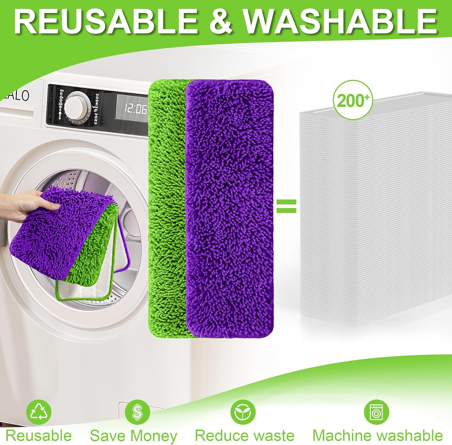 Aifacay Reusable Mop Pads for Swiffer PowerMop 6 Pack