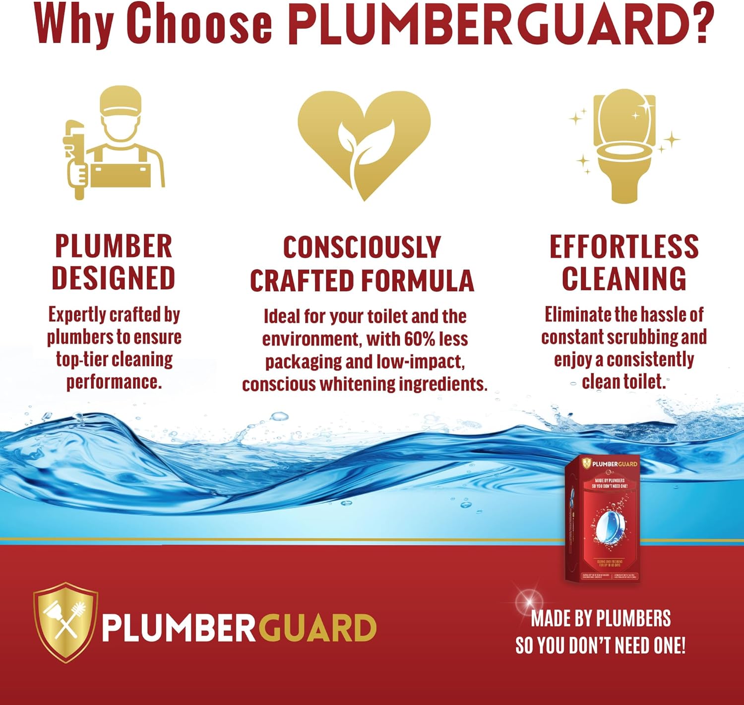 PLUMBERGUARD Toilet Tablets 4 Pack Whitening Stain Removing