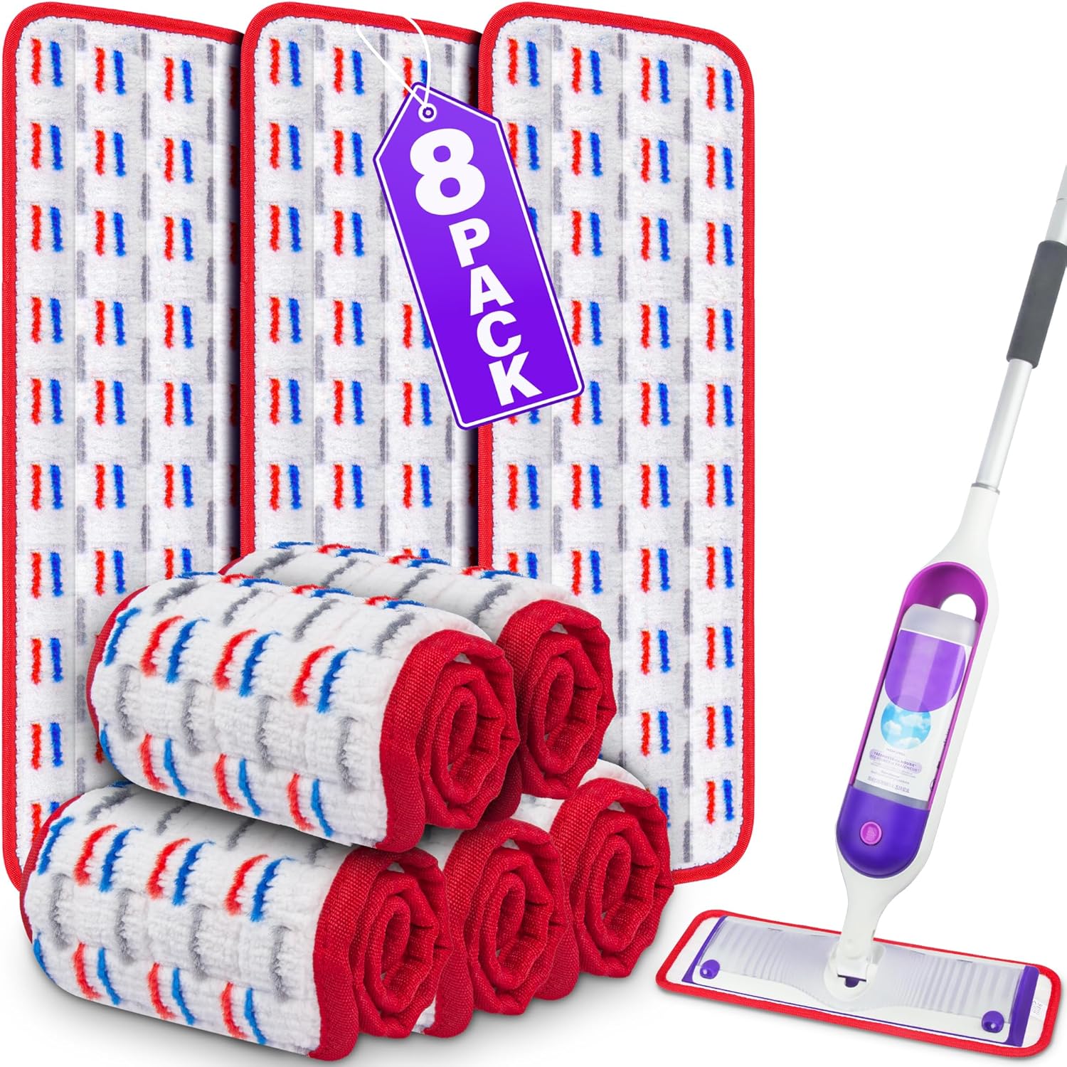 FORSPEEDER 8 Pack Reusable Mop Pads for Swiffer PowerMop 15 Mop Refills
