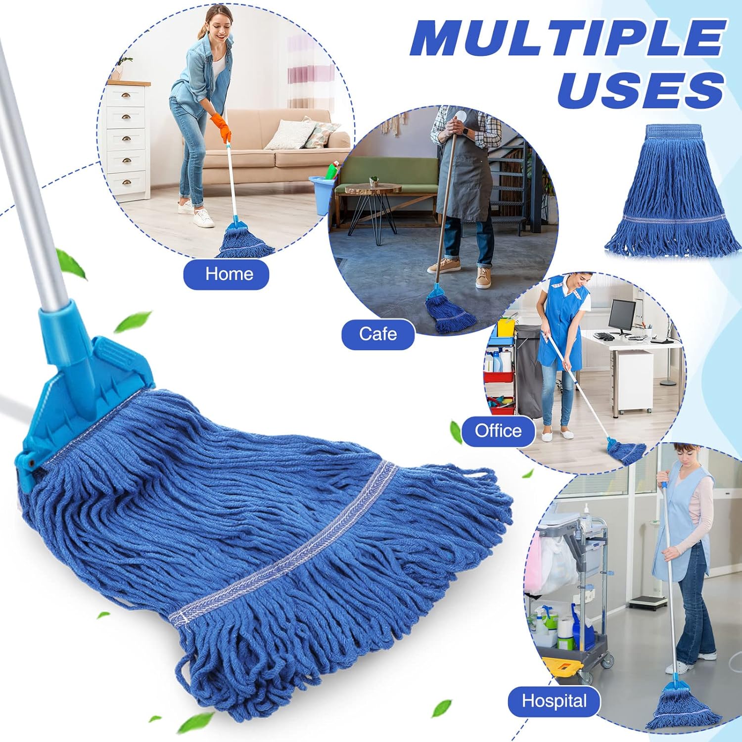 16 Pack Heavy Duty Mop Head Replacements
