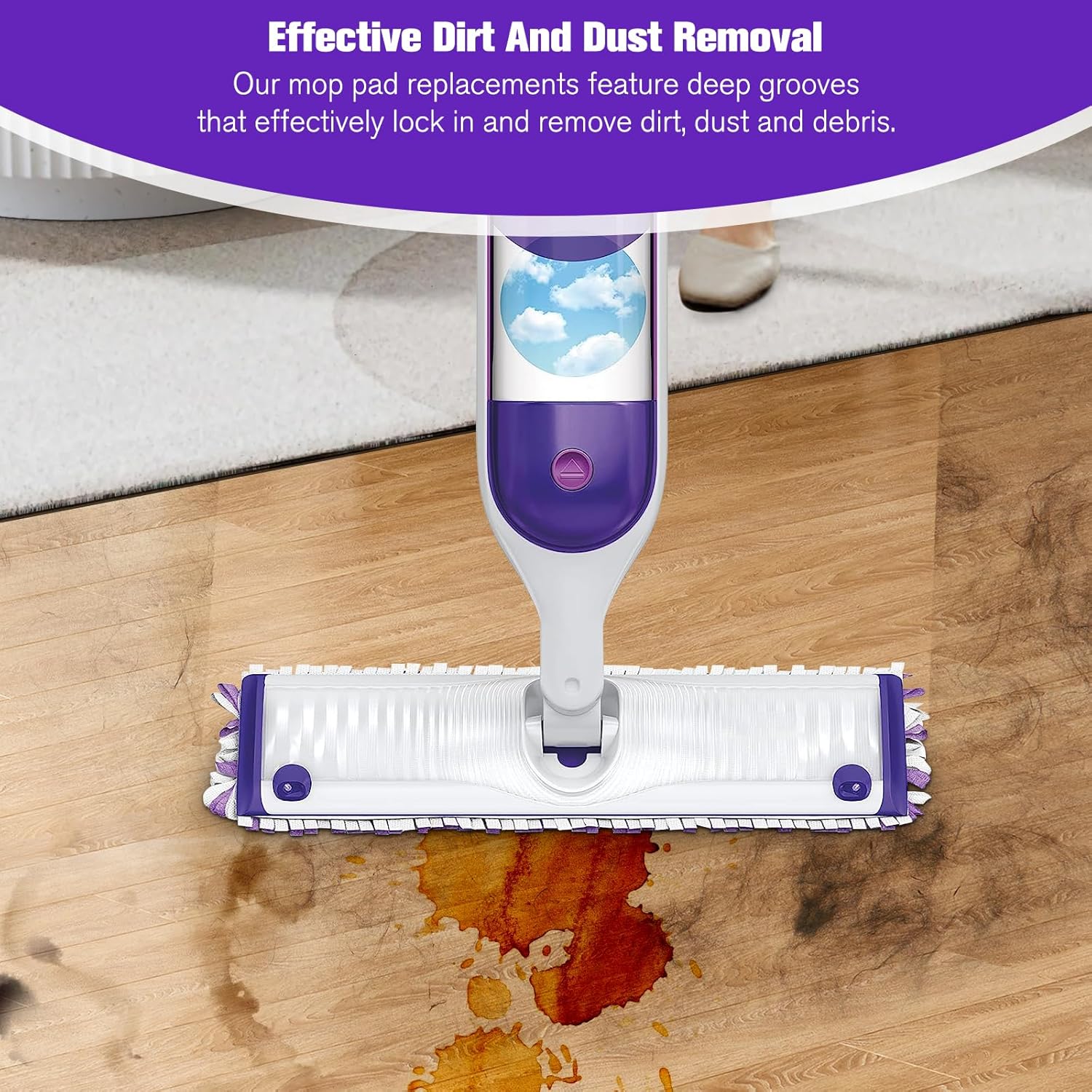 Disposable Mopping Pads Refills for PowerMop Purple-15 Pack