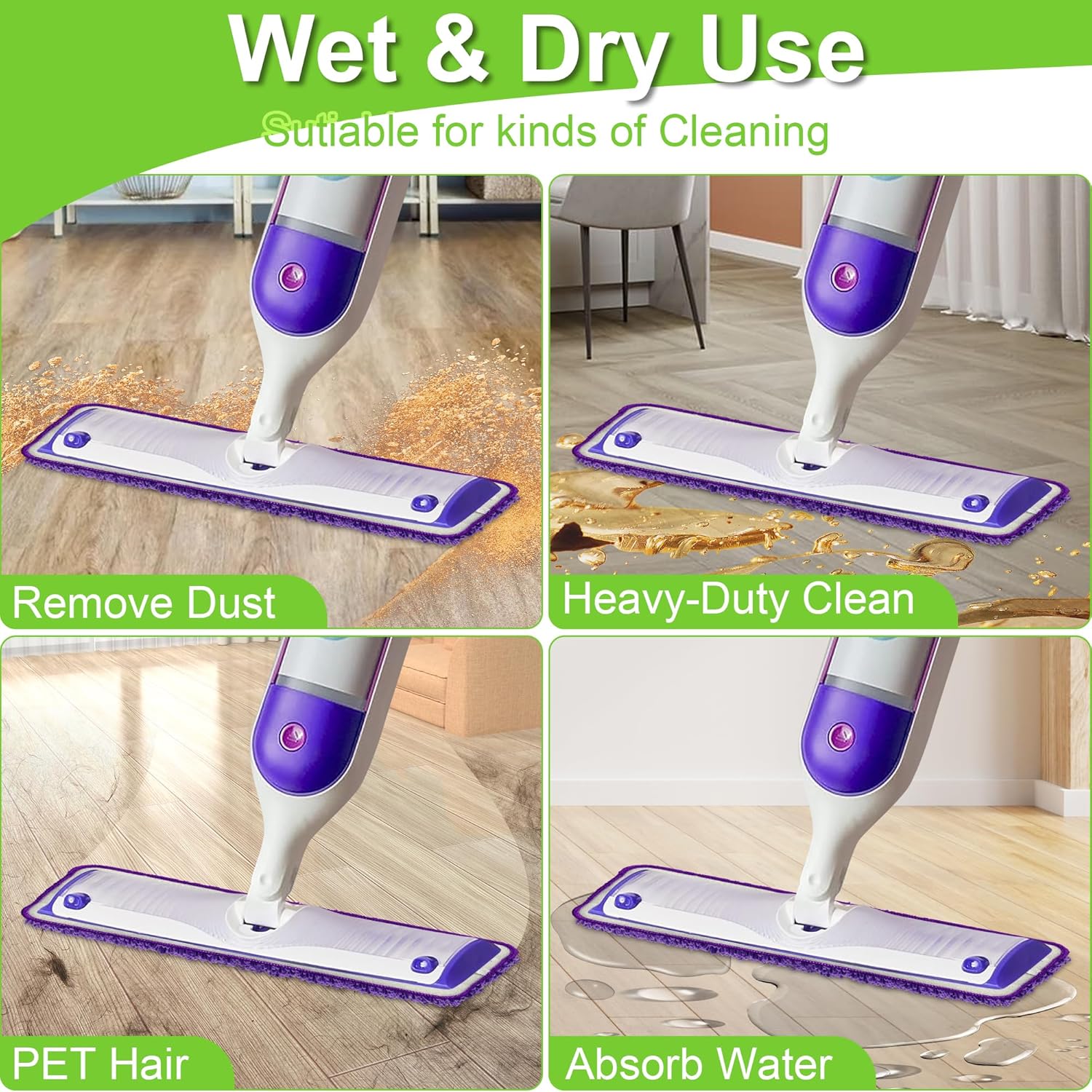 Aifacay Reusable Mop Pads for Swiffer PowerMop 6 Pack