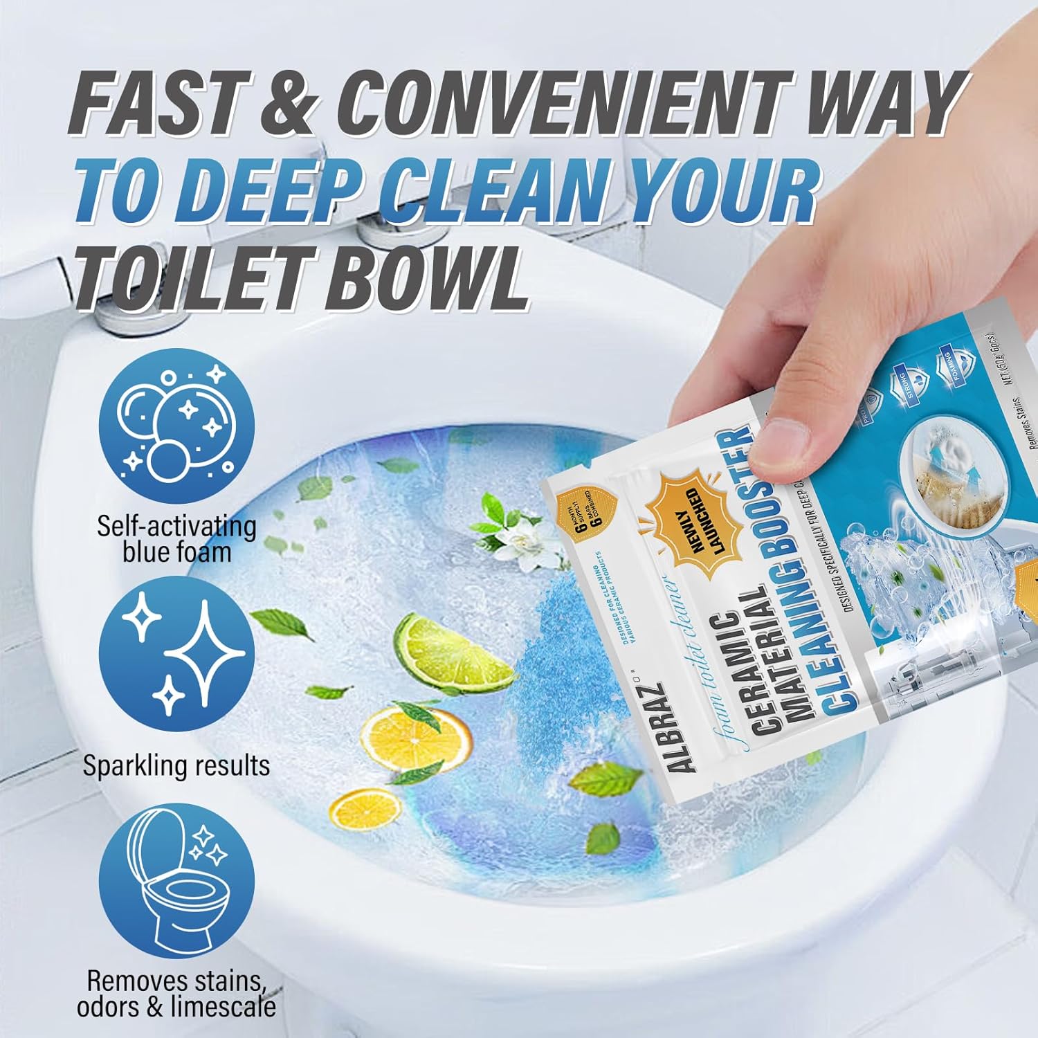 ALBRAZ Splash Toilet Cleaner - Automatic Foam Deep Cleaning