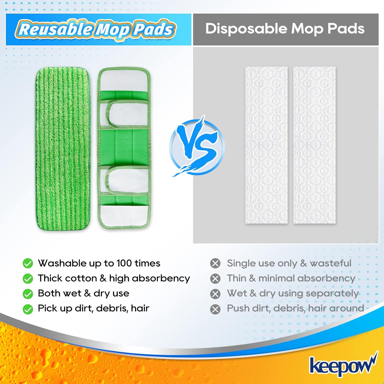 KEEPOW XL Wet Pads Refills for Swiffer XL 4 Pack
