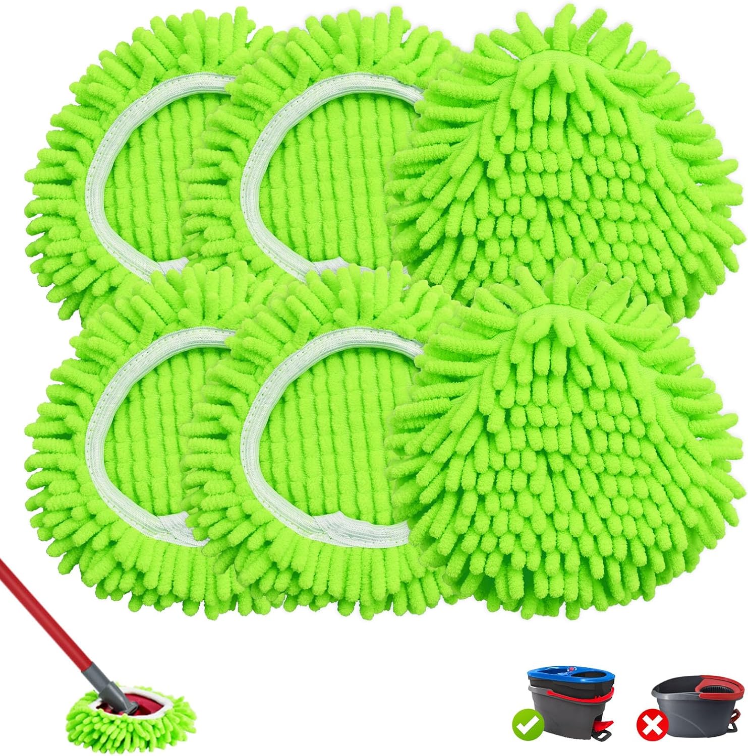 DLAIMI 6-Pack Spin Mop Head Replacement for RinseClean 2 System