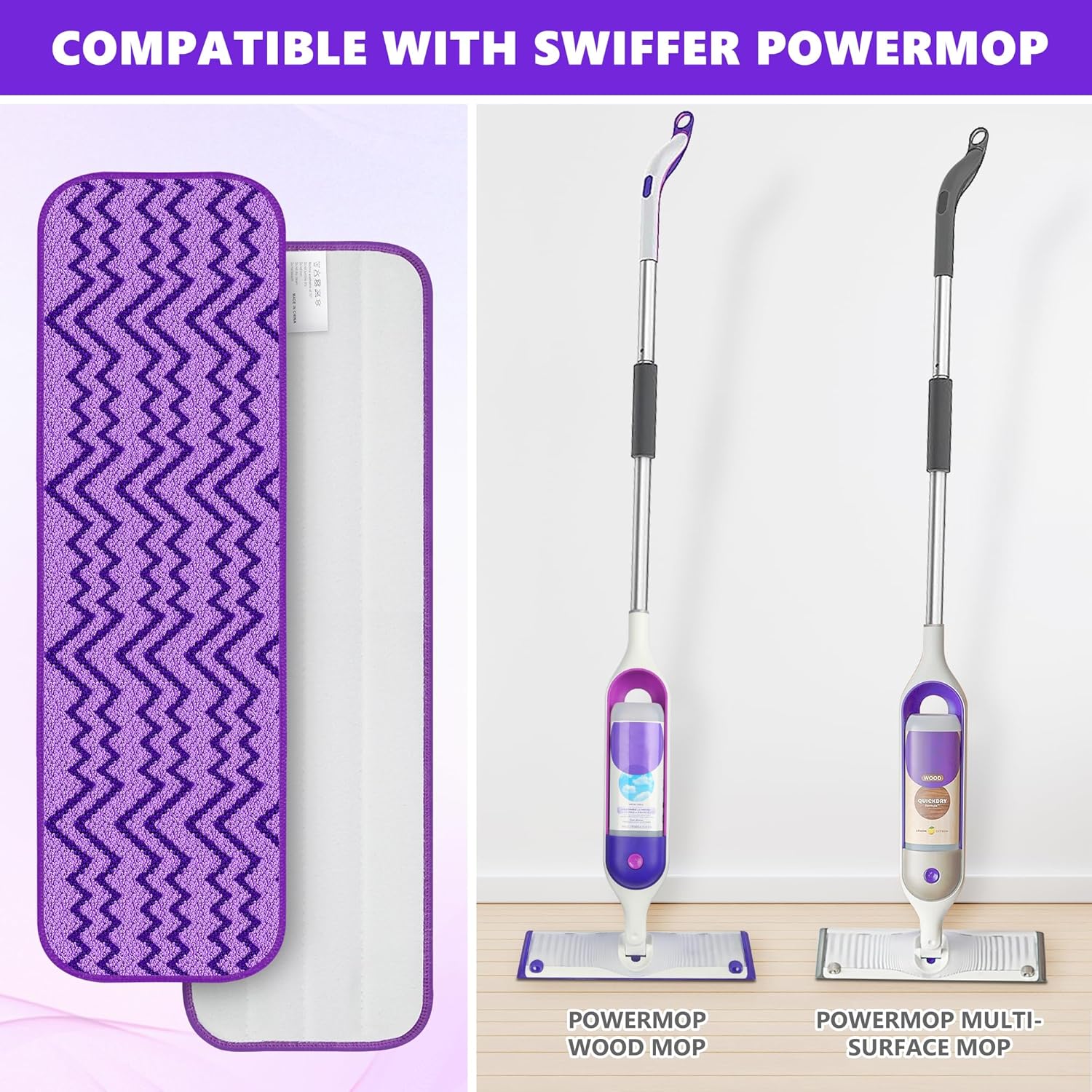 ENSPOWAY Reusable Mop Pads 6-Pack for Swiffer PowerMop