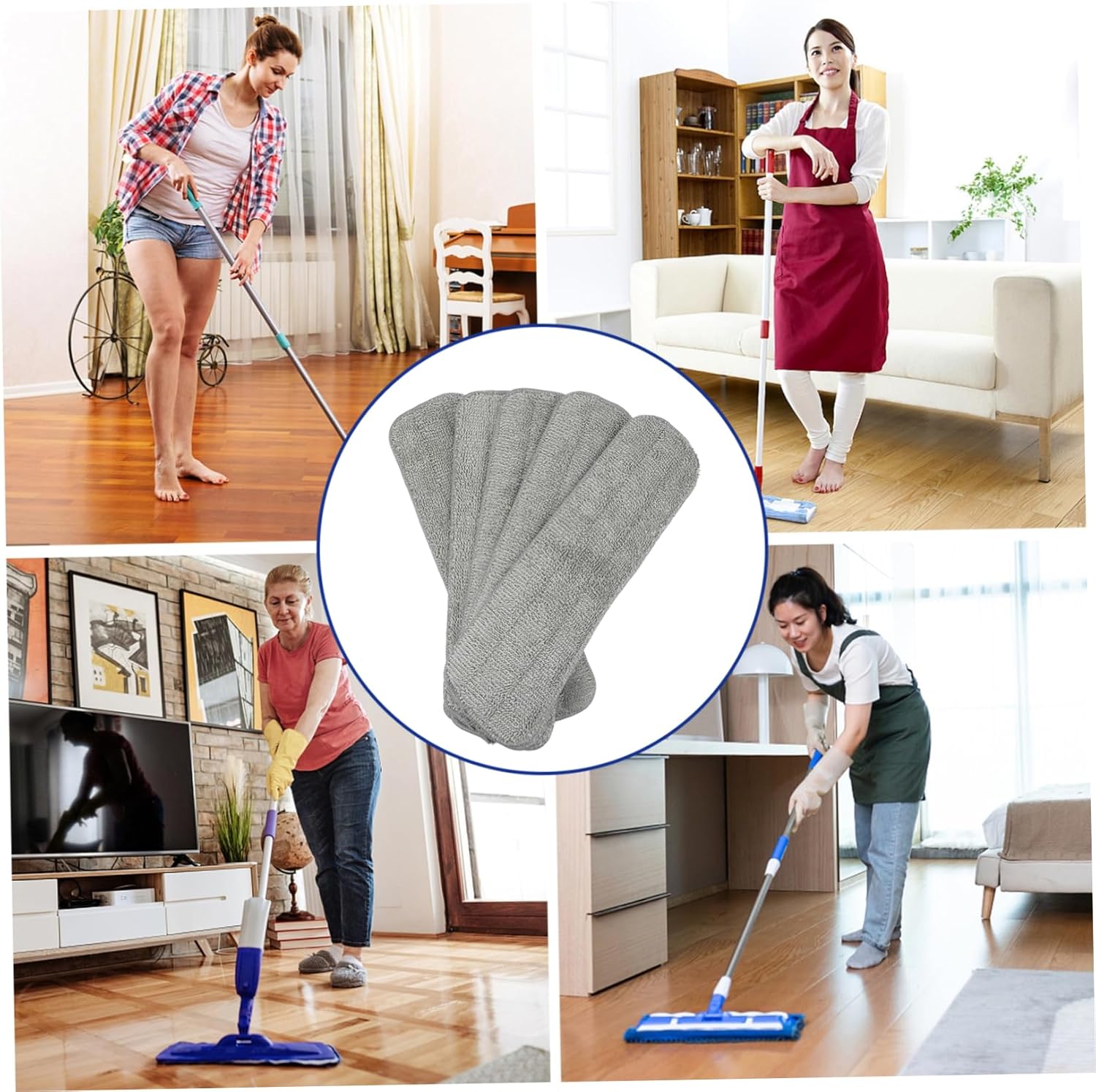 5Pcs Reusable Mop Pads for Efficient Floor Cleaning 1