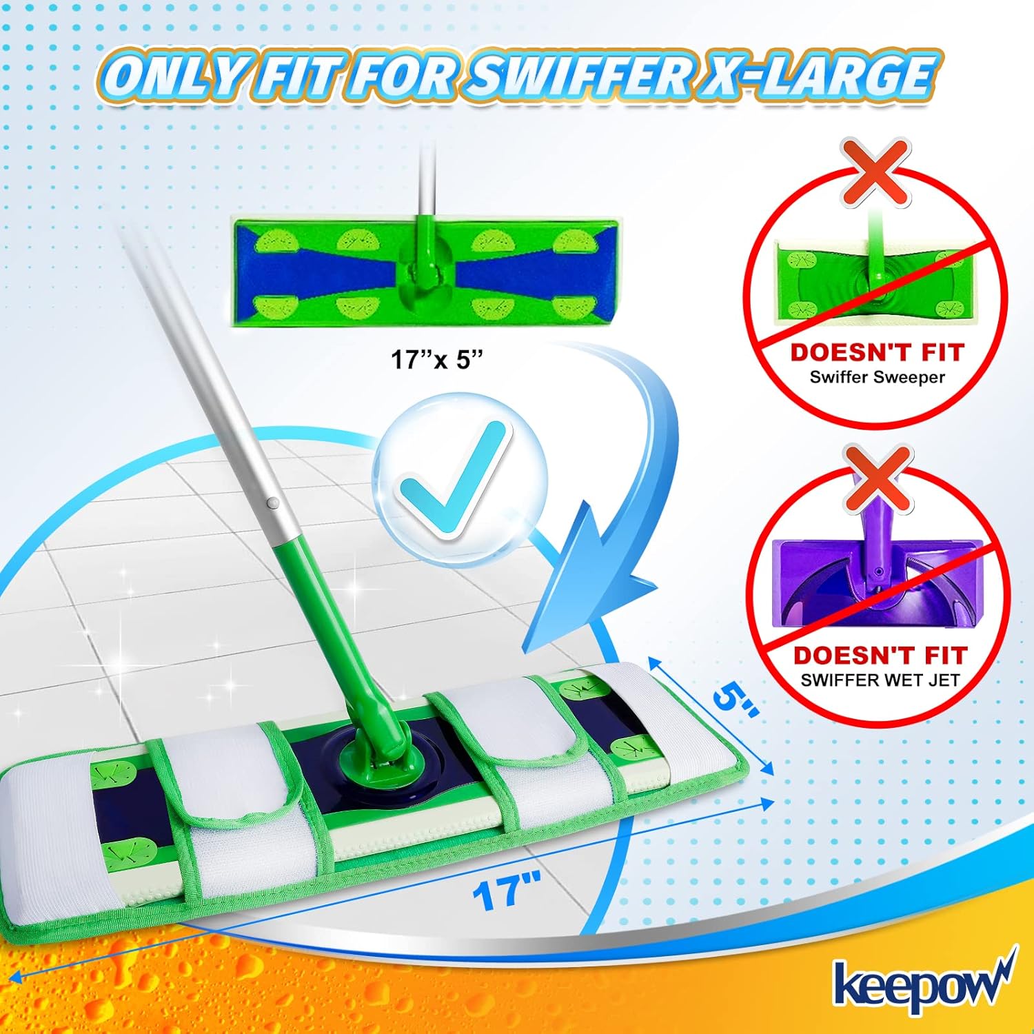KEEPOW XL Wet Pads Refills for Swiffer XL 4 Pack