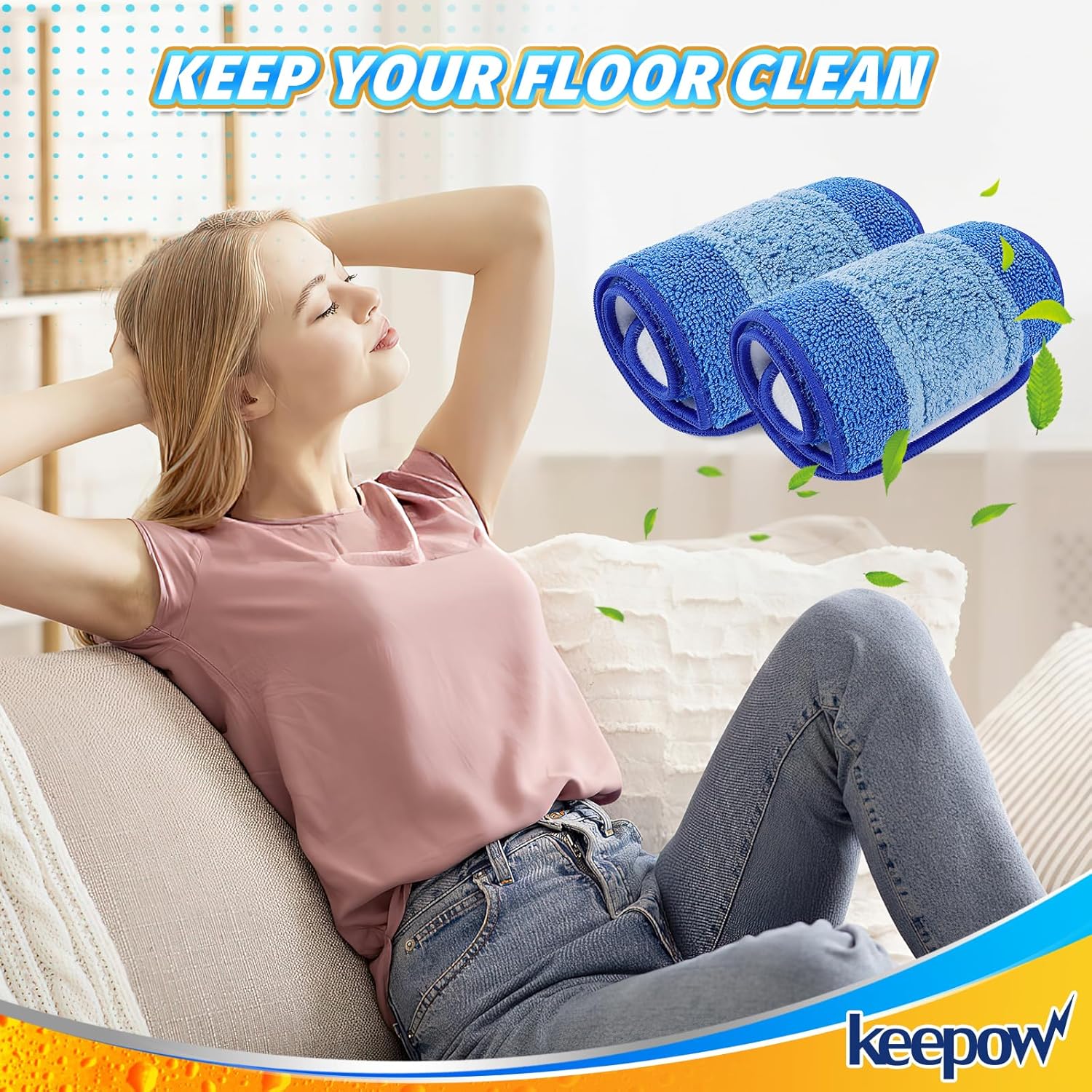 KEEPOW Microfiber Mop Pads 18 Inch 43 Pack Replacement