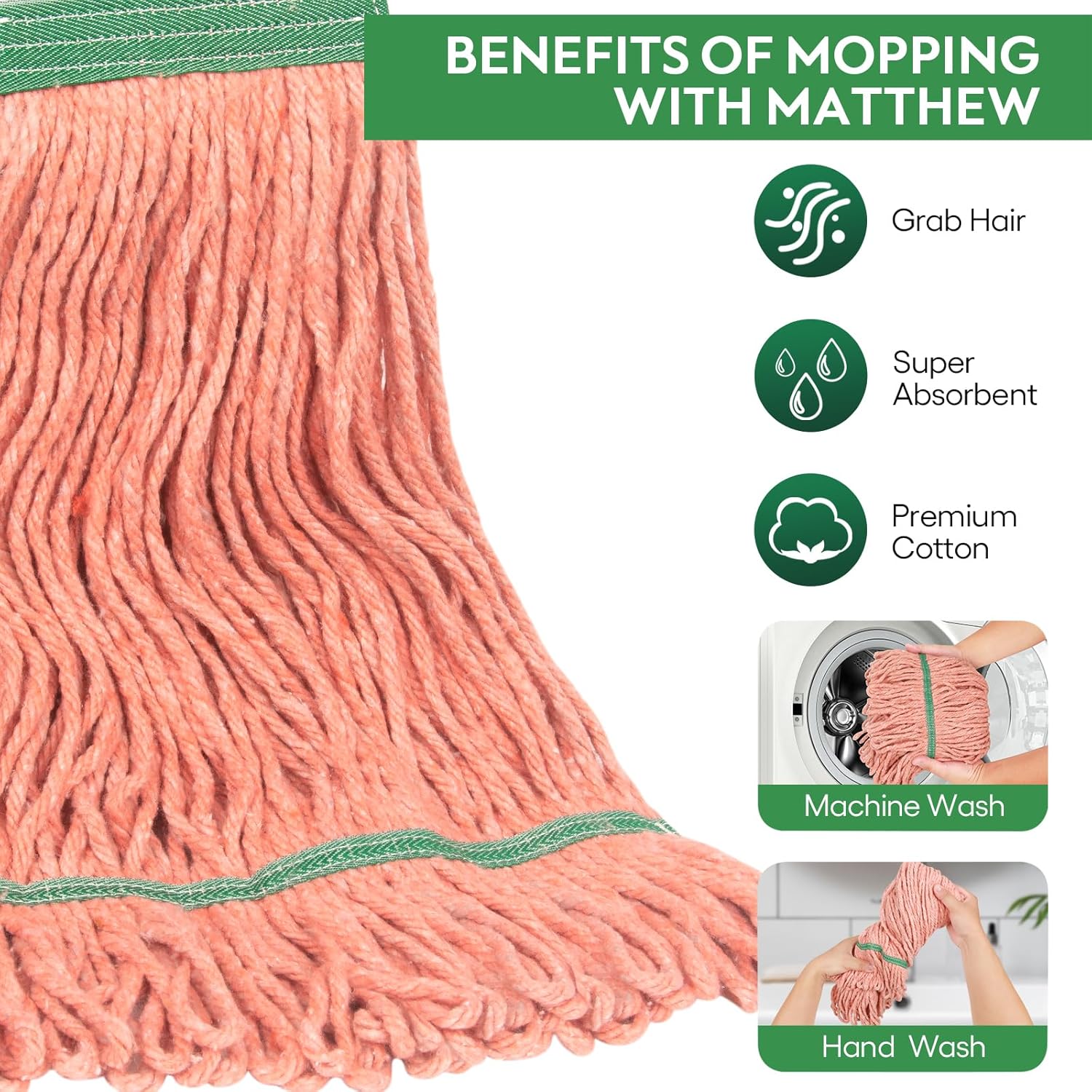 L Luke Supply Heavy Duty Mop Heads Pack of 3