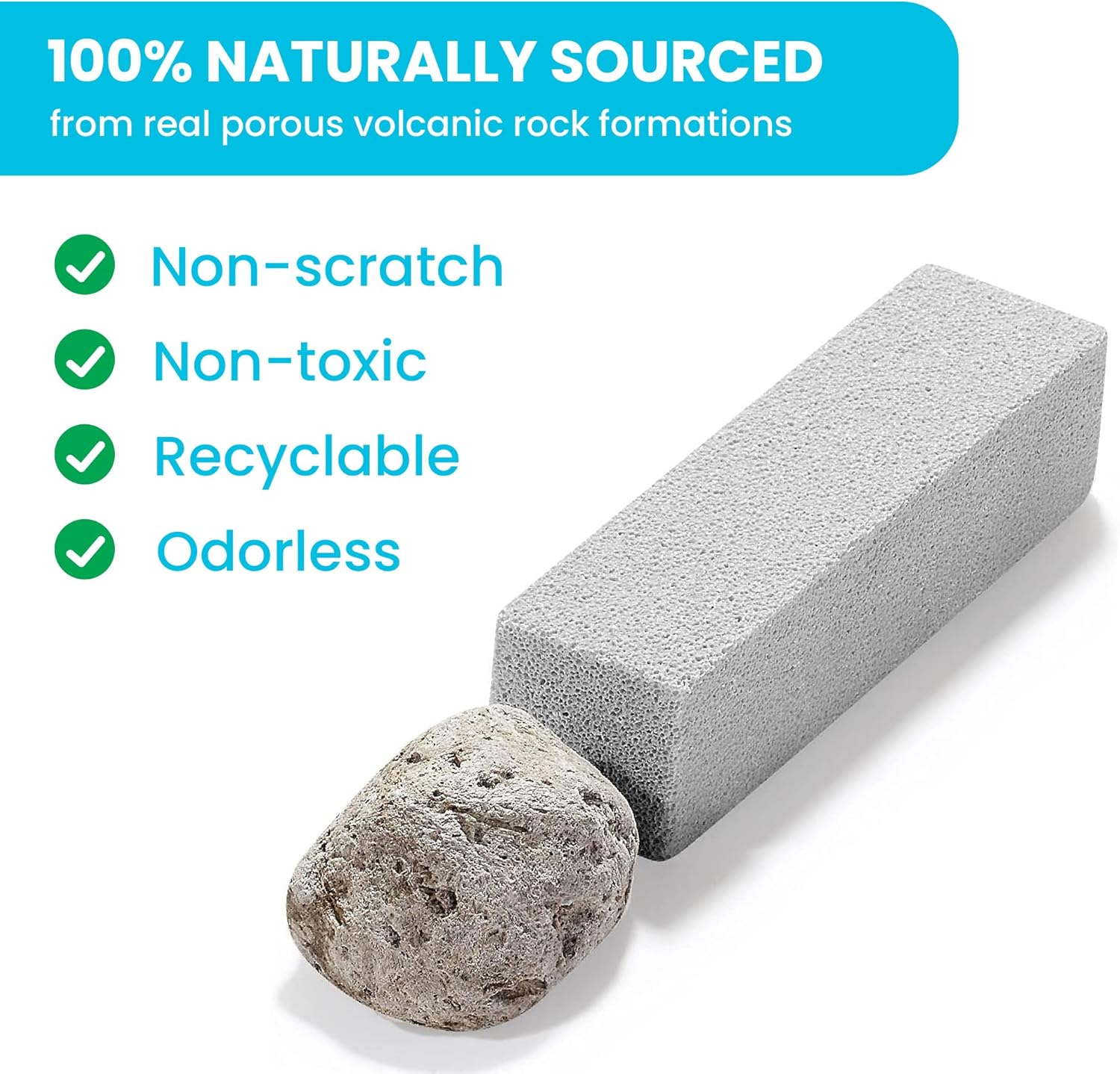 Simple Life Pumice Stone Toilet Cleaner 4 Pack with Extra Long Handle
