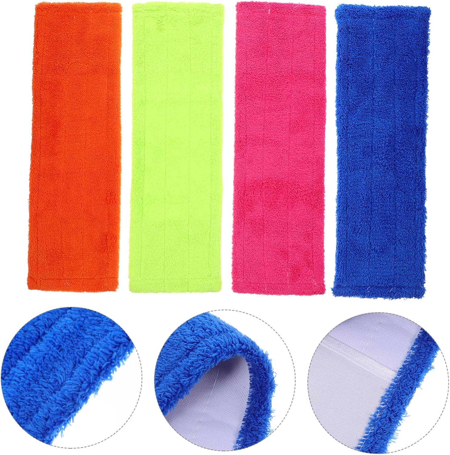 Minkissy 4PCS Coral Fleece Mop Pads Reusable