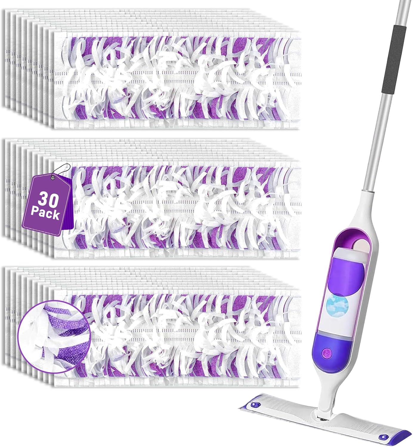 30 Pack Power Mop Refills for Swiffer Power Mop Multi-Surface Use