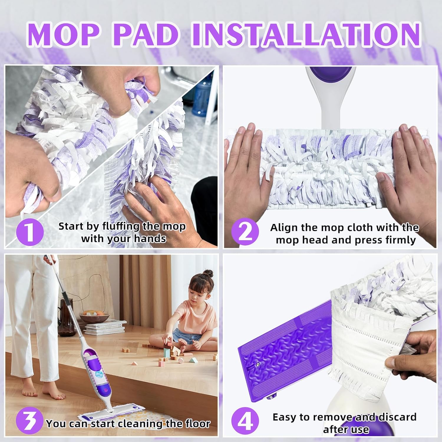 SAUAUSUN 60 Count Power Mop Refills for Swiffer