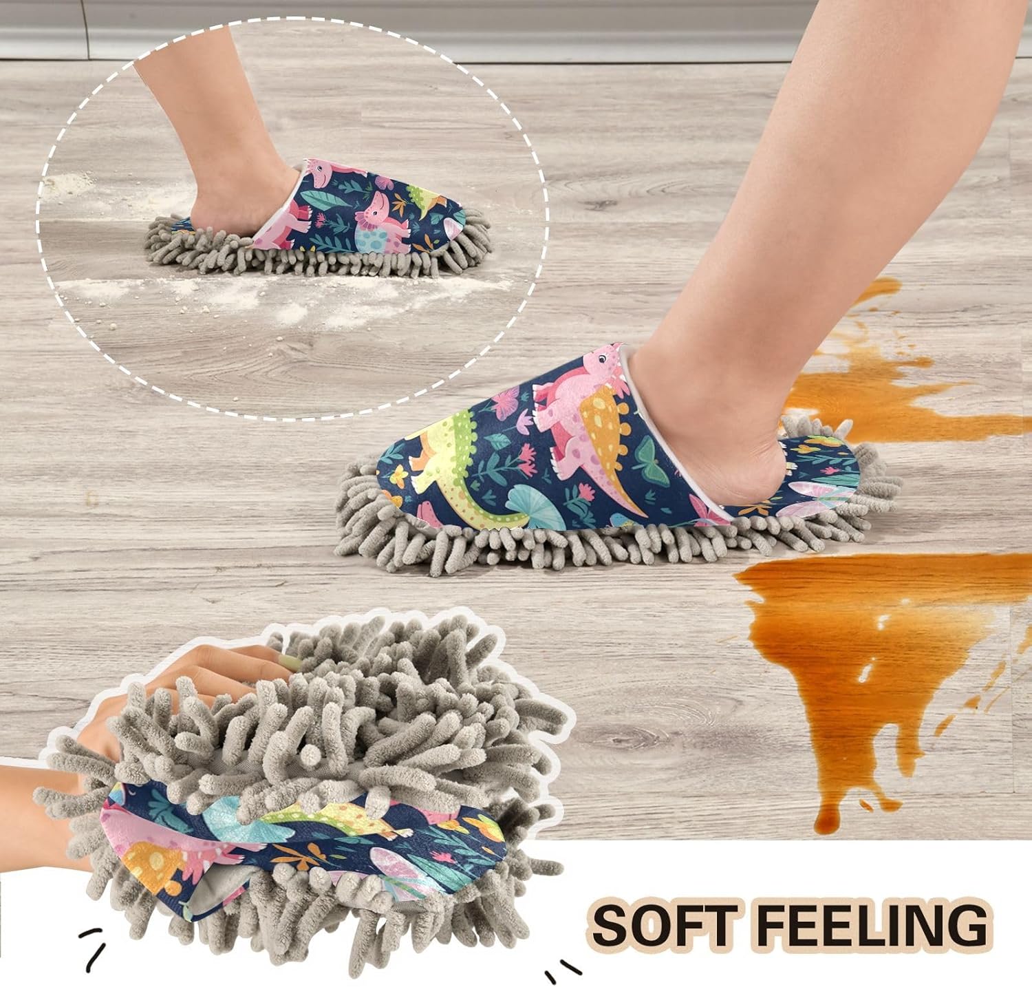 Bulletgxll Mop Slippers for Cleaning - Soft Microfiber Floor Mop Slippers