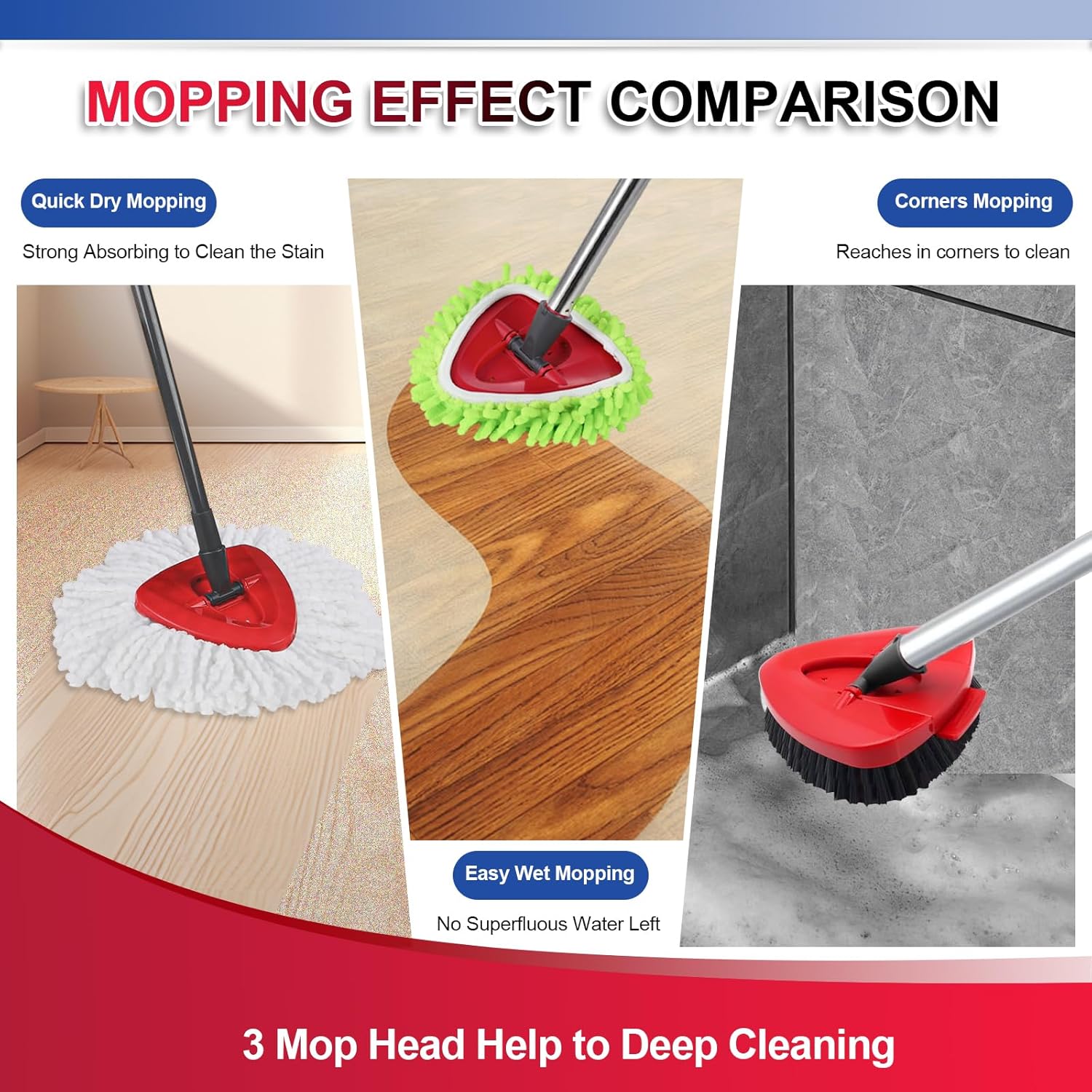 BywoBywo 3 Pack Reusable Microfiber Mop Pads Set