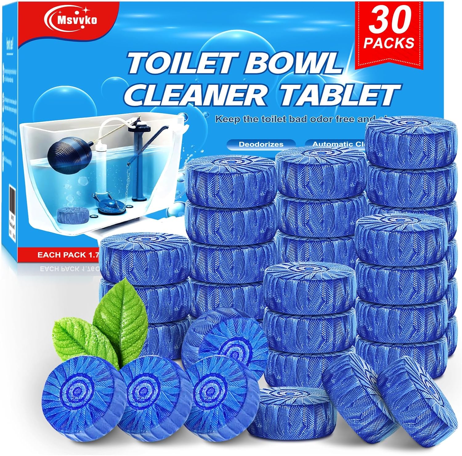 Msvvko Toilet Cleaner Tablets 30 Tabs Fresh Scent