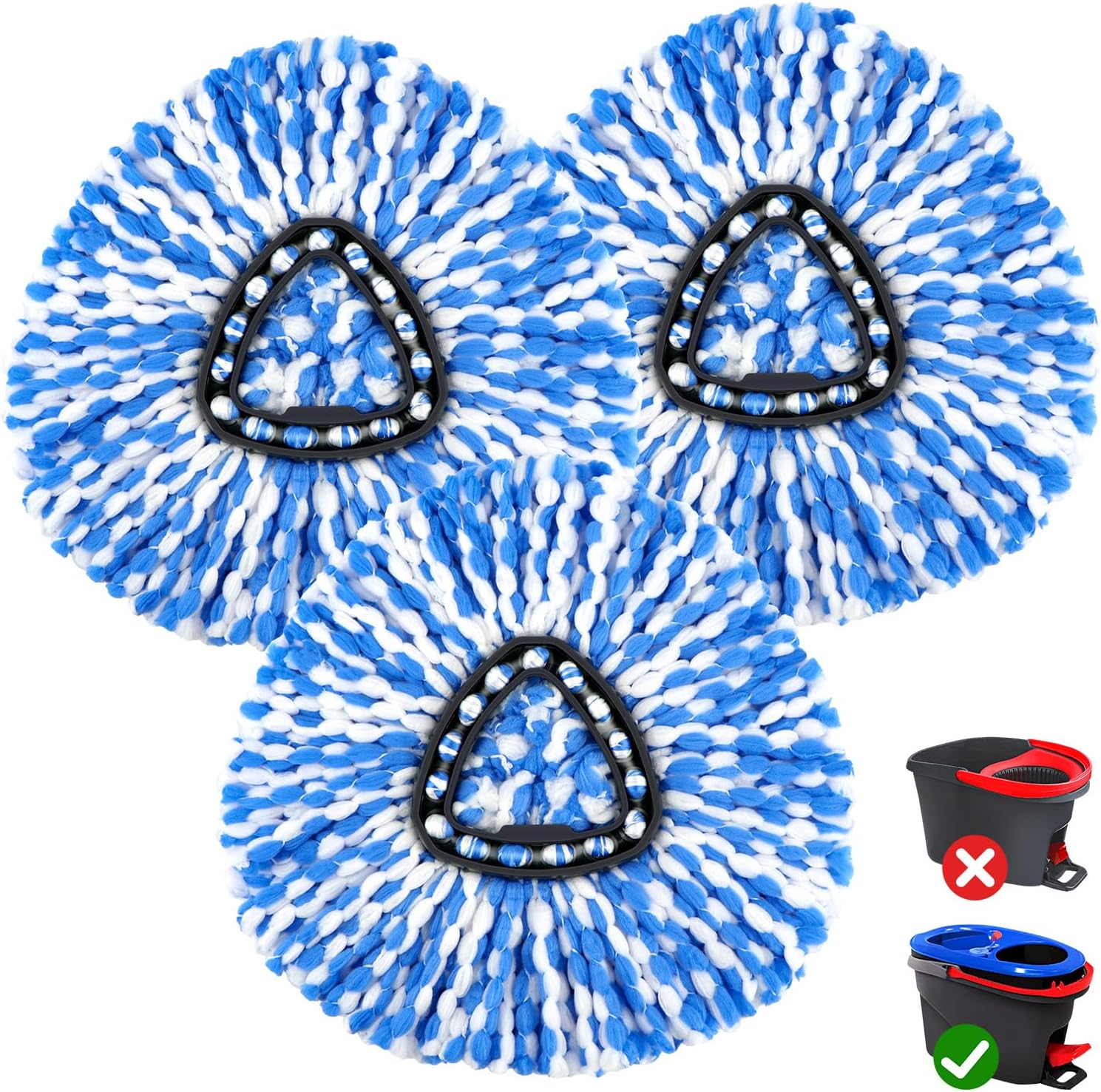 GLIMGLINT Mop Heads 3 Pack for RinseClean 2 Tank System