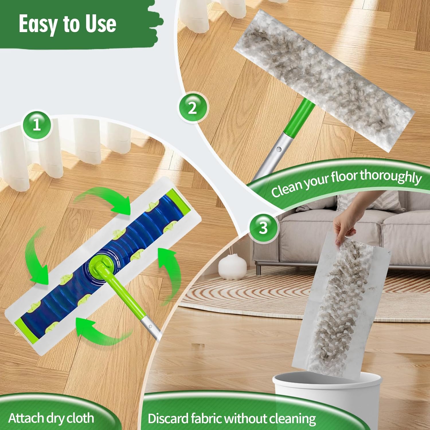 Senowi Heavy Duty Dry Mop Pads for Swiffer XL 50 Count Unscented
