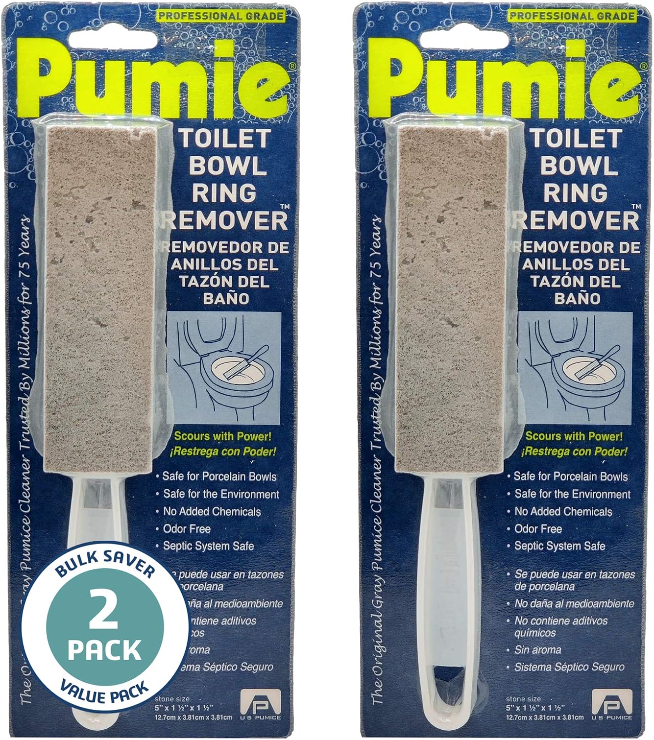 PUMIE Toilet Bowl Ring Cleaner with Handle 2 Pack