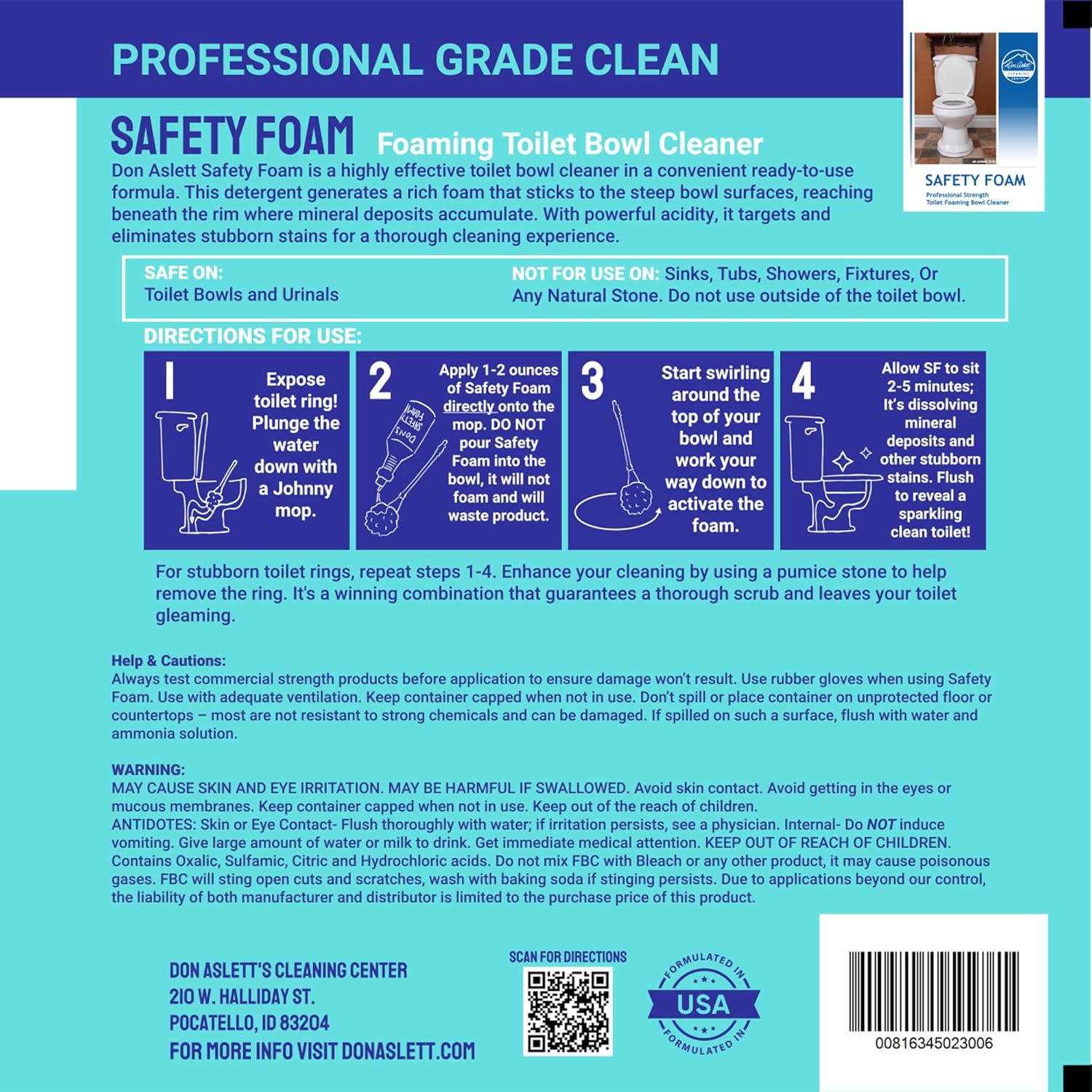Don Aslett Toilet Bowl Cleaner Set with Foam and Mop
