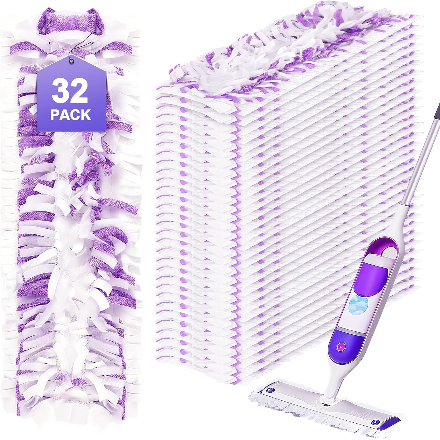 32 Count Power Mop Refill Pads 14-Layer Thickened for Deep Cleaning