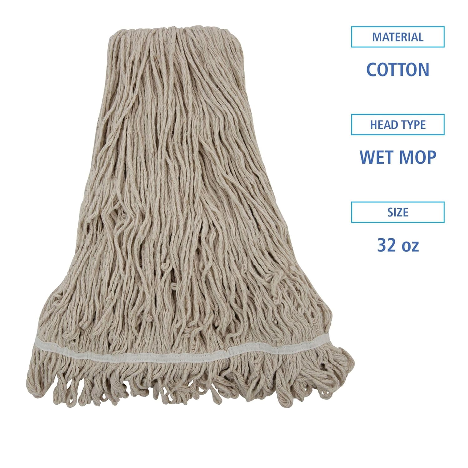 Boardwalk Replacement Mop Head 32-Oz White Premium Cotton