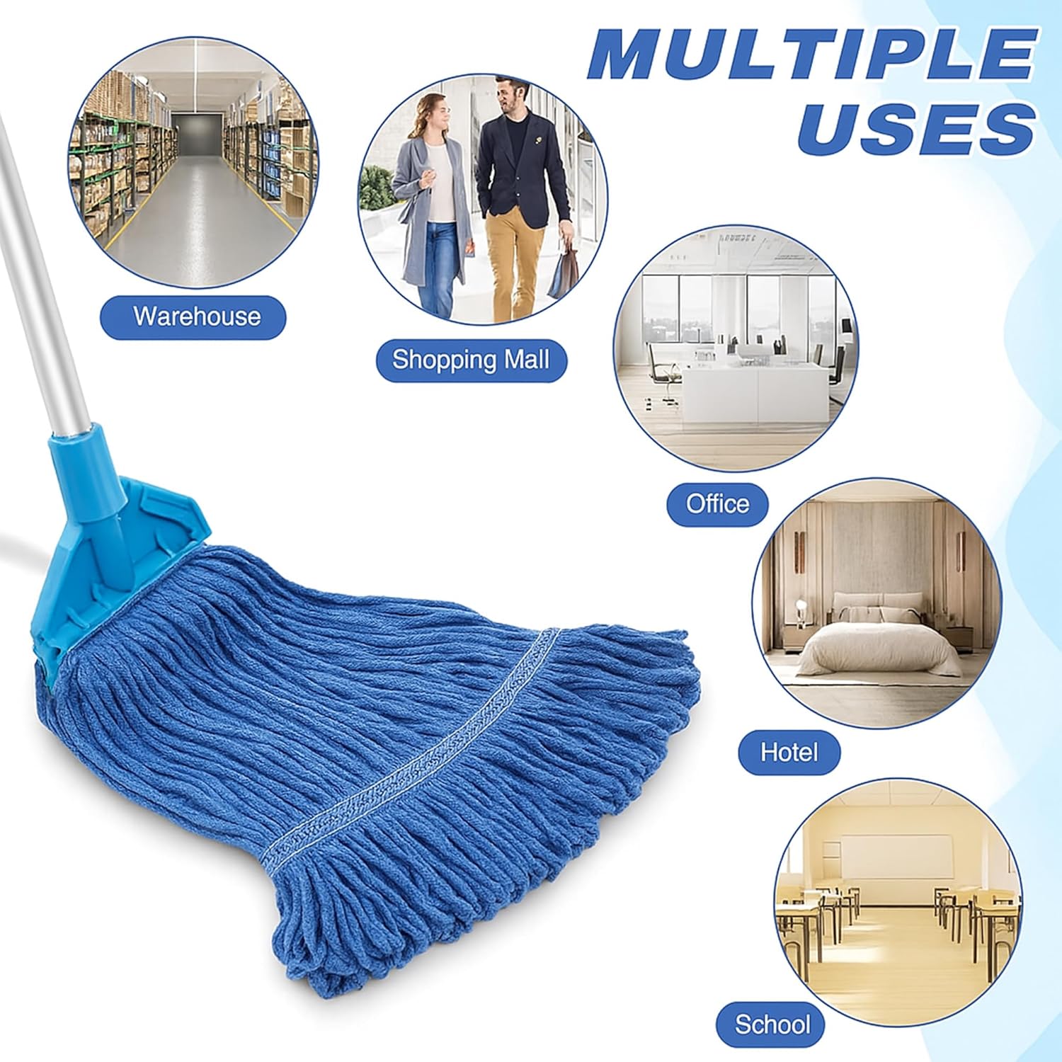 10 PCS Heavy Duty Blue Mop Head Refills