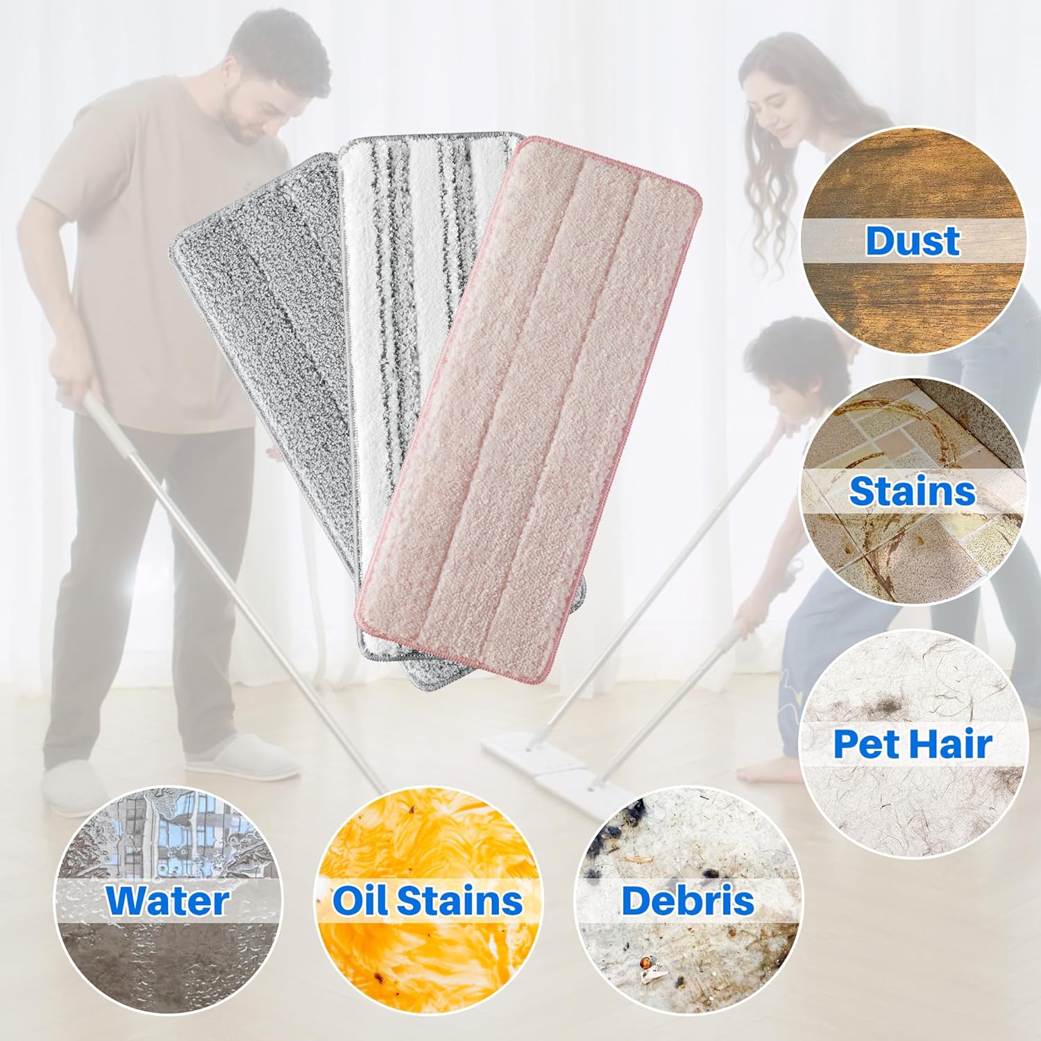 JOYMOOP Microfiber Mop Pads Replacement Pack of 6