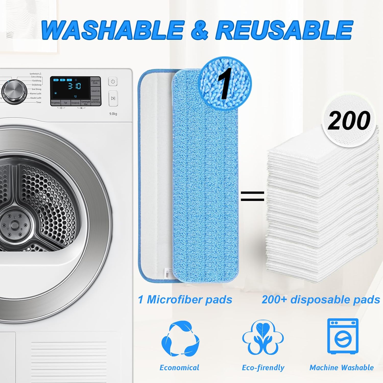 5 Pack Reusable Mop Pads for Swiffer PowerMop 15 Microfiber Refills 1