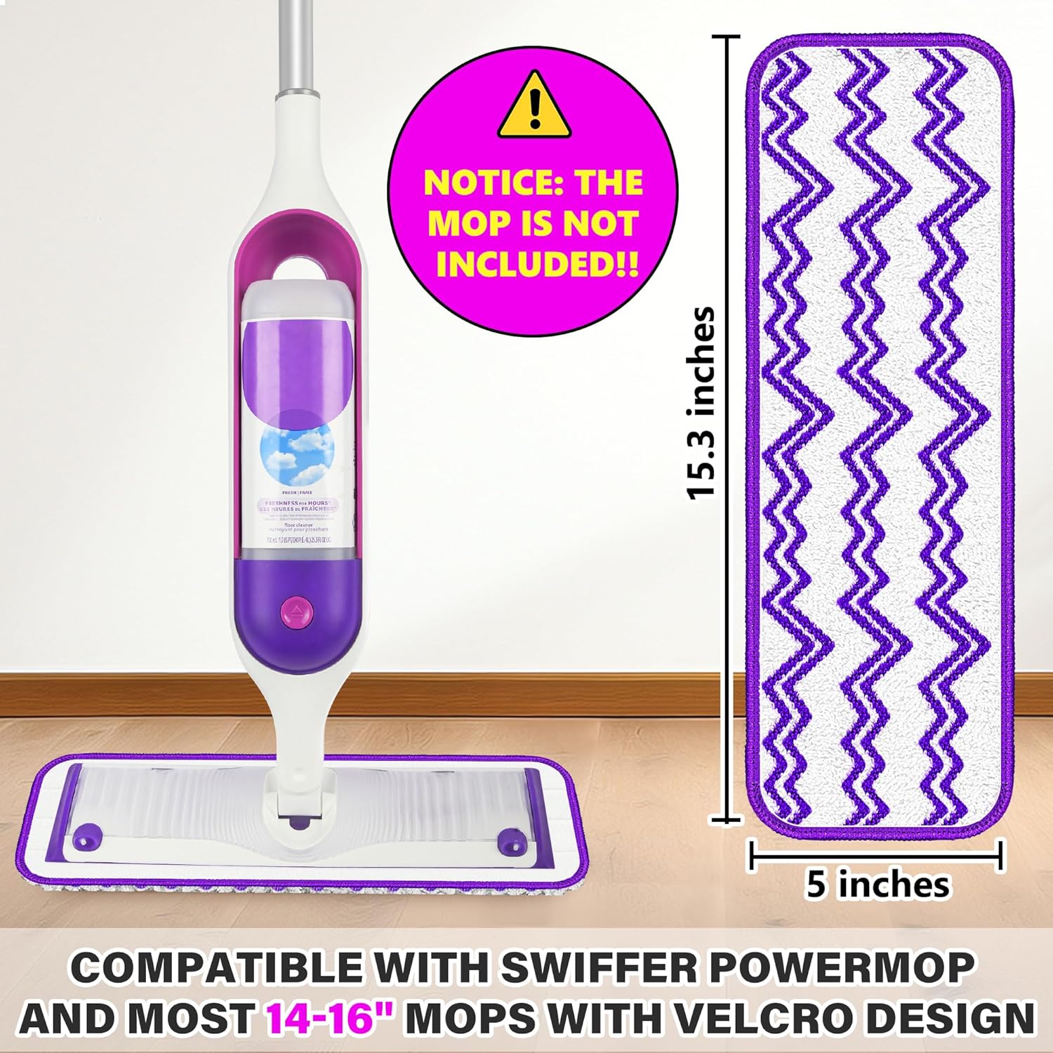ILAVCLEAN Reusable Mop Pads Replacement 6 Pack for Swiffer PowerMop