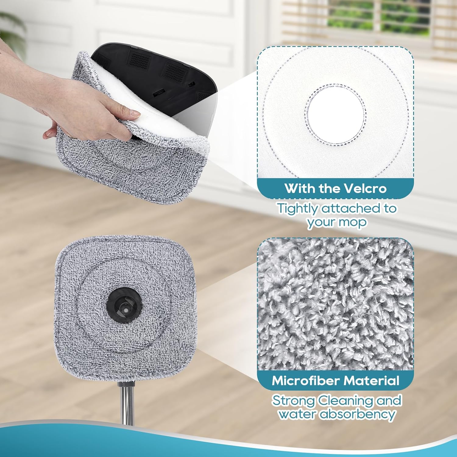 Yicotira Square Microfiber Mop Pads - 6 Pack for True Spin Mop