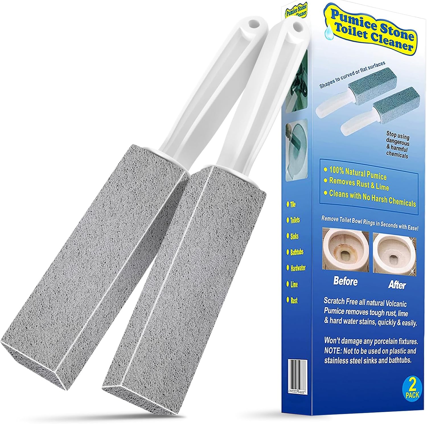 Cnigrpl Pumice Stone Toilet Cleaner - 2Pack with Long Handle