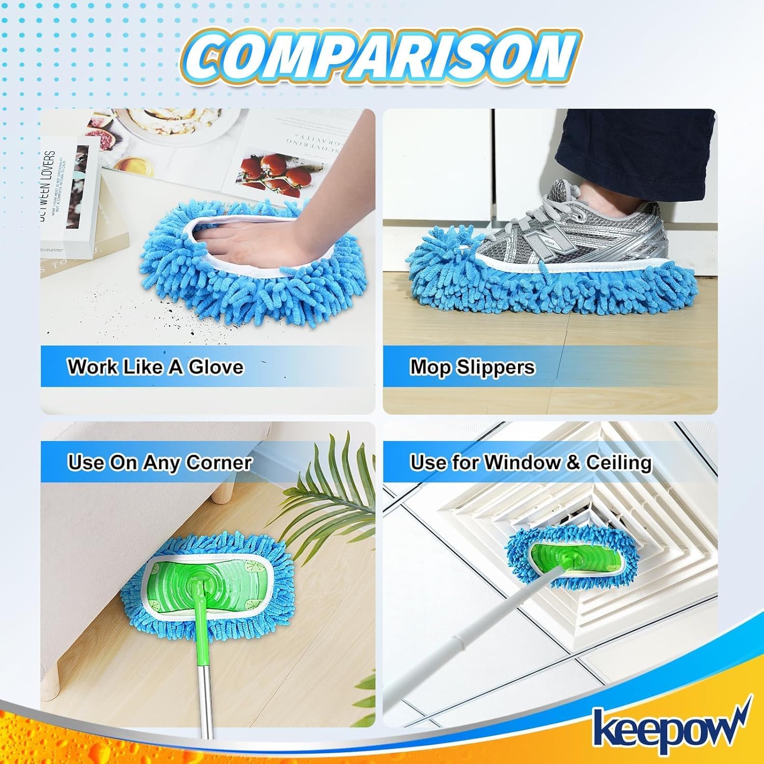 KEEPOW Reusable Microfiber Mop Pads 6 Pack 1