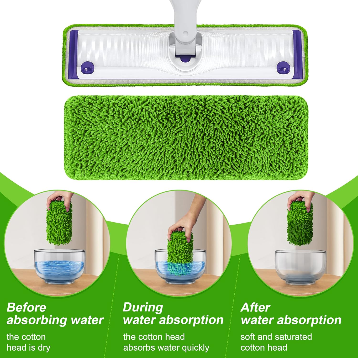 Aifacay Reusable Mop Pads for Swiffer PowerMop 6 Pack