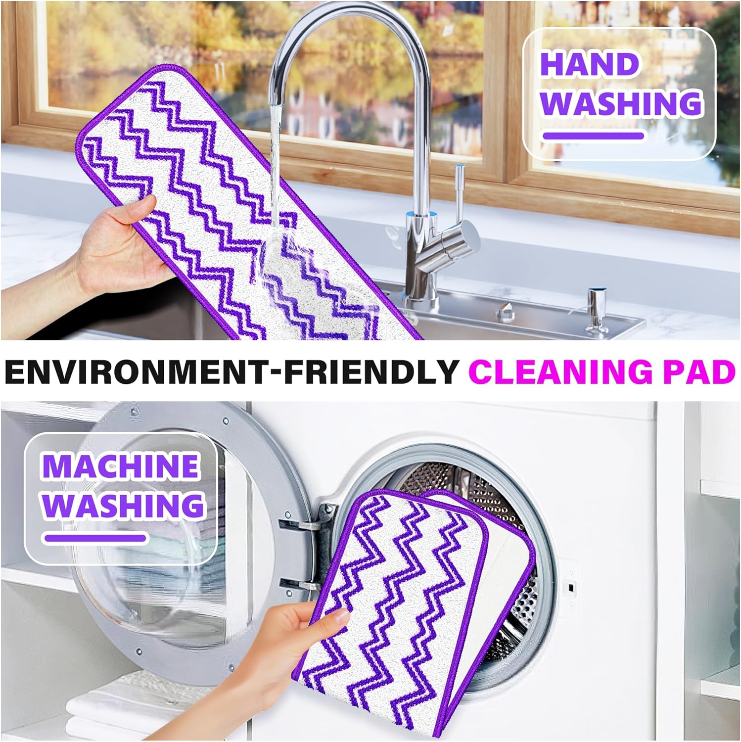 ILAVCLEAN Reusable Mop Pads Replacement 6 Pack for Swiffer PowerMop
