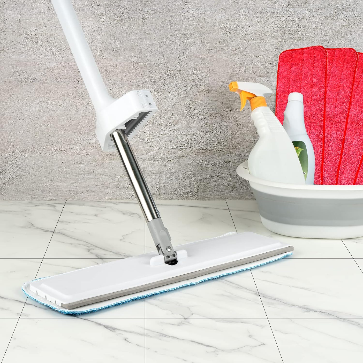 Microfiber Mop Pads 18x6 Inch Set of 12 Red Reusable Replaceable