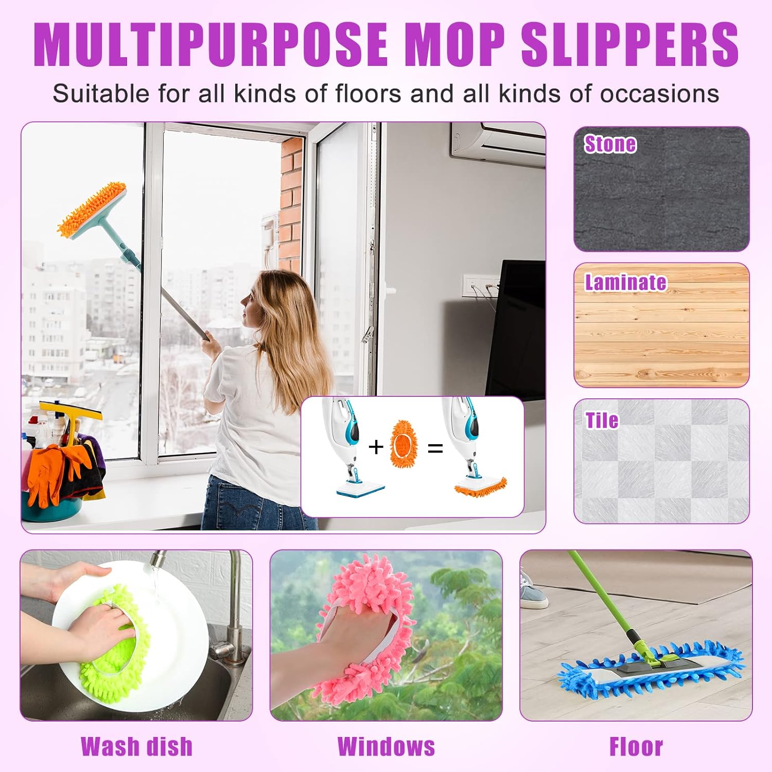 Xtinmee 30 Pairs Mop Slippers 6 Color